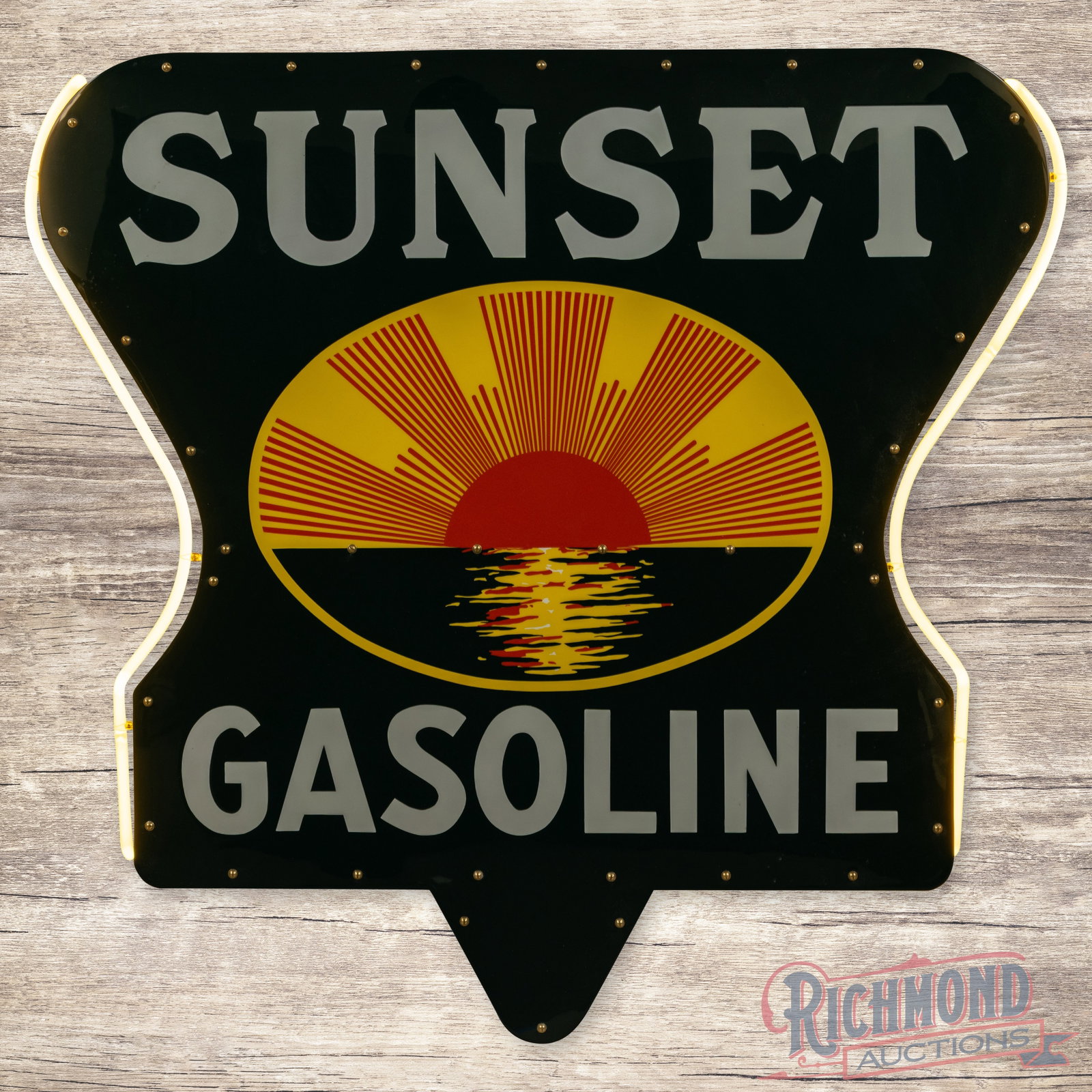Amazing Sunset Gasoline 48" Single Sided Porcelain Die Cut Neon Sign (1 of 6)