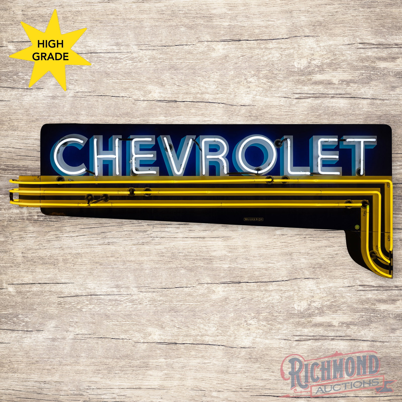 Chevrolet 7' Double Sided Porcelain Factory Neon Sign w/ Lines (1 of 5)