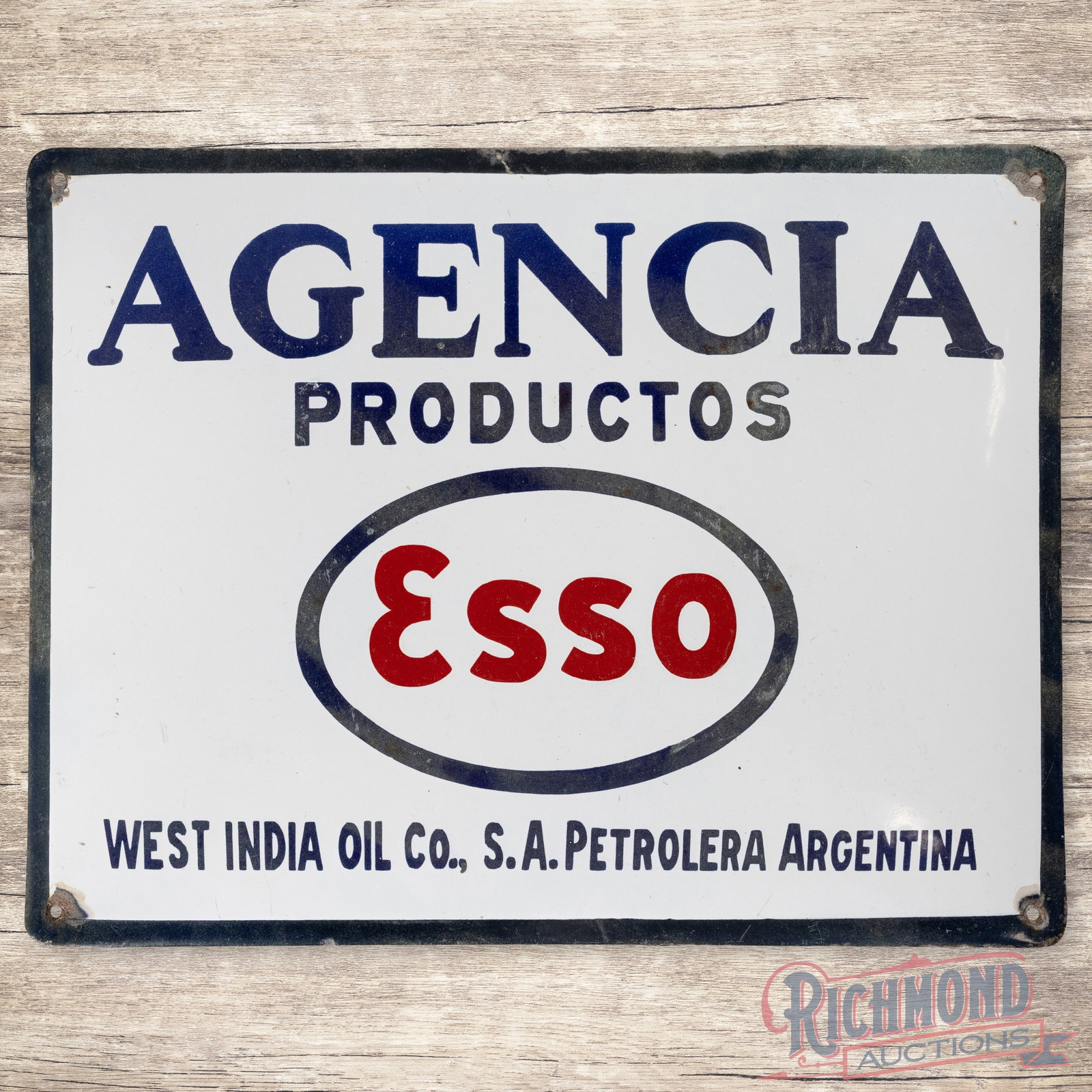 Esso Agencia Productos Single Sided Porcelain Convex Sign (1 of 3)