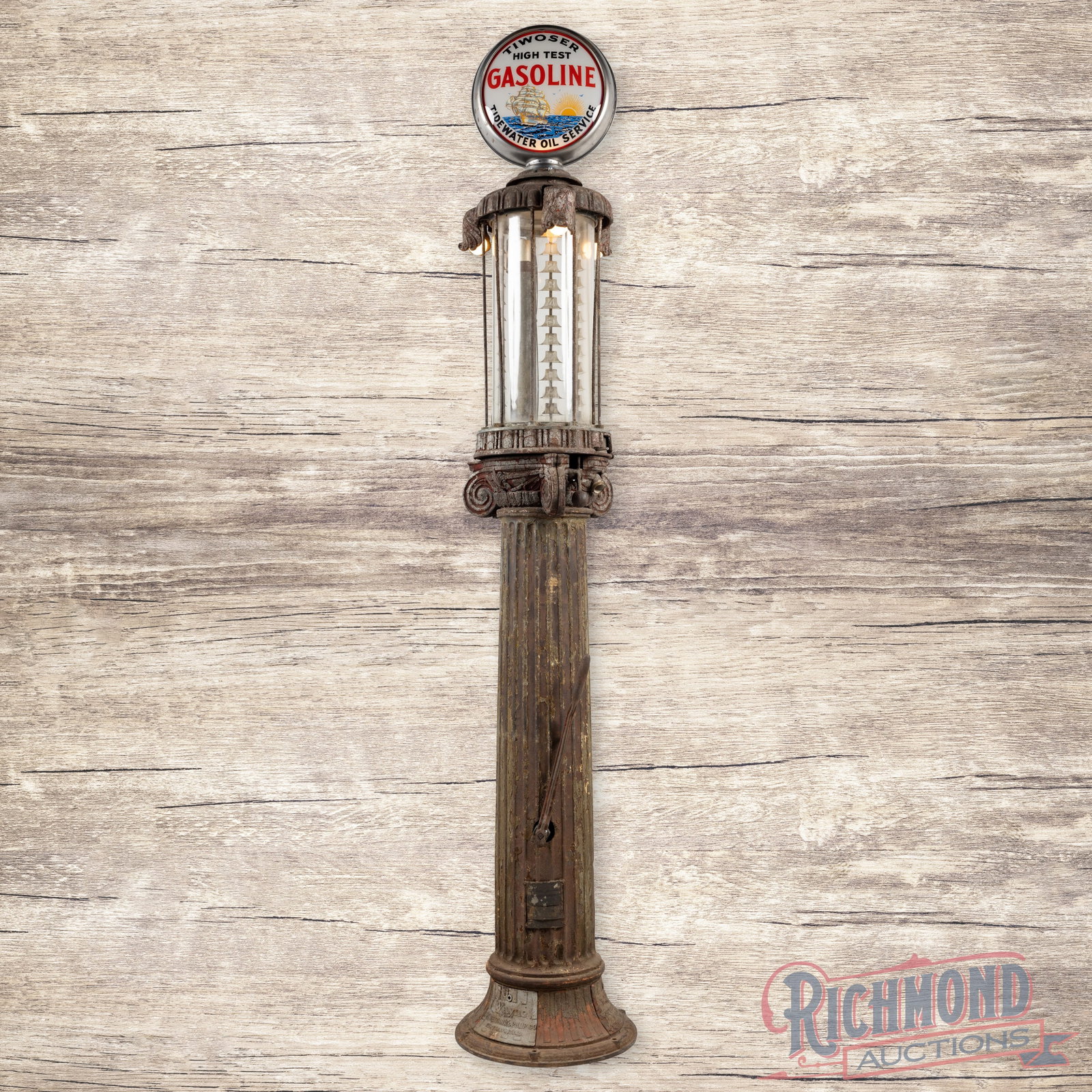 Amazing Wayne Model #492 Roman Column Visible Gas Pump Unrestored Beauty (1 of 5)