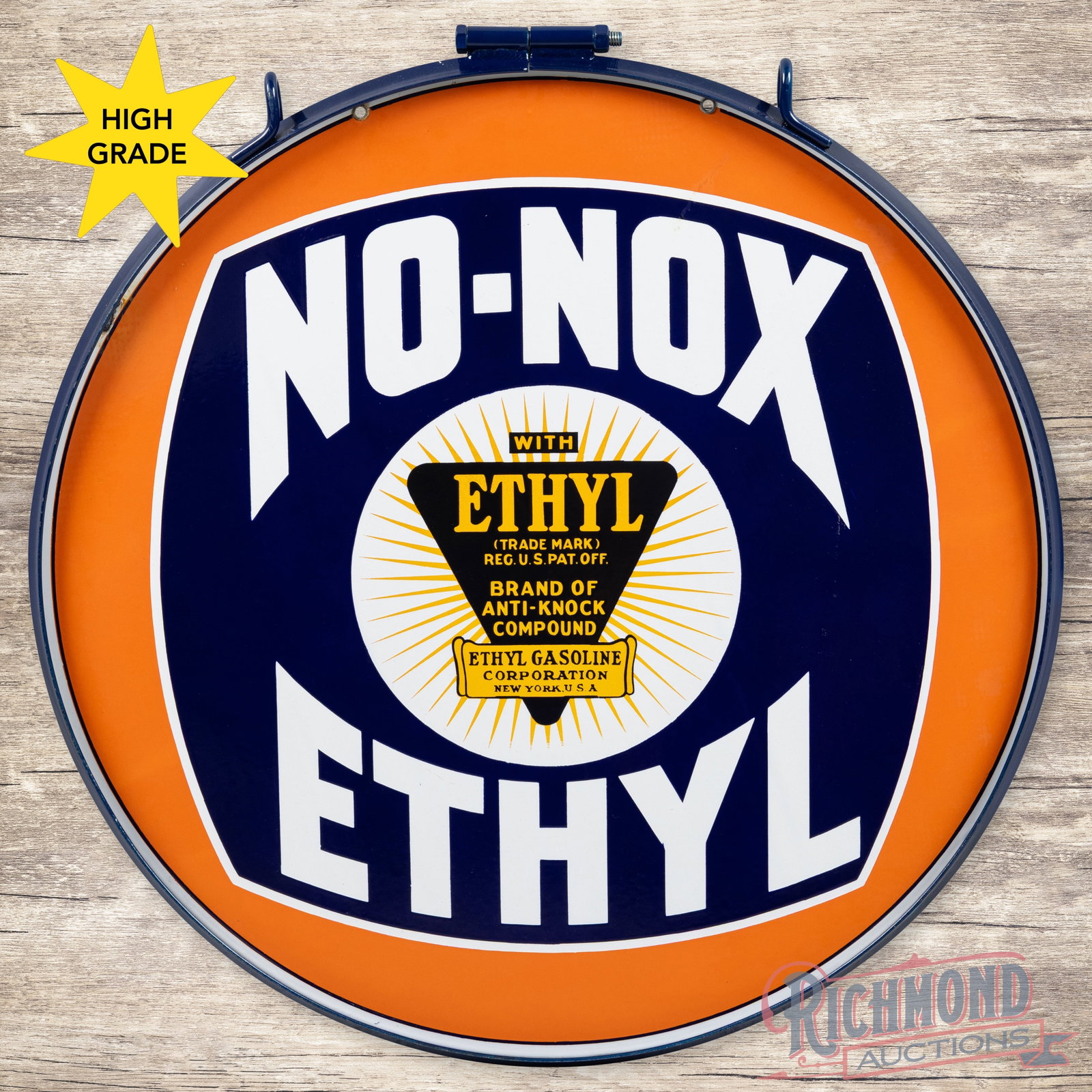 Fantastic Gulf No Nox Ethyl 30" Double Sided Porcelain Sign w/ Ring (1 of 3)