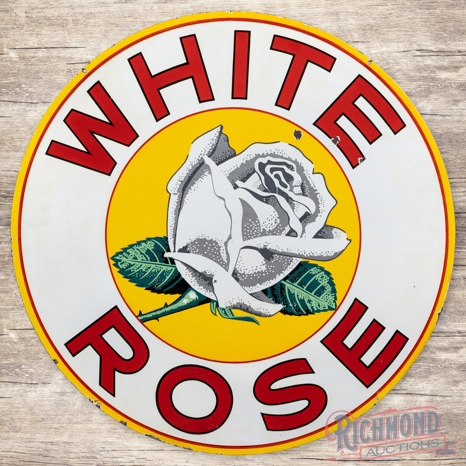 White Rose Gasoline 36" Single Sided Porcelain Sign (1 of 3)