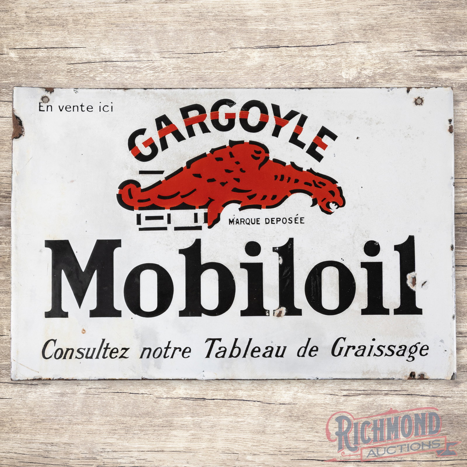 Belgium Mobiloil Gargoyle Double Sided Porcelain Flange Sign (1 of 4)