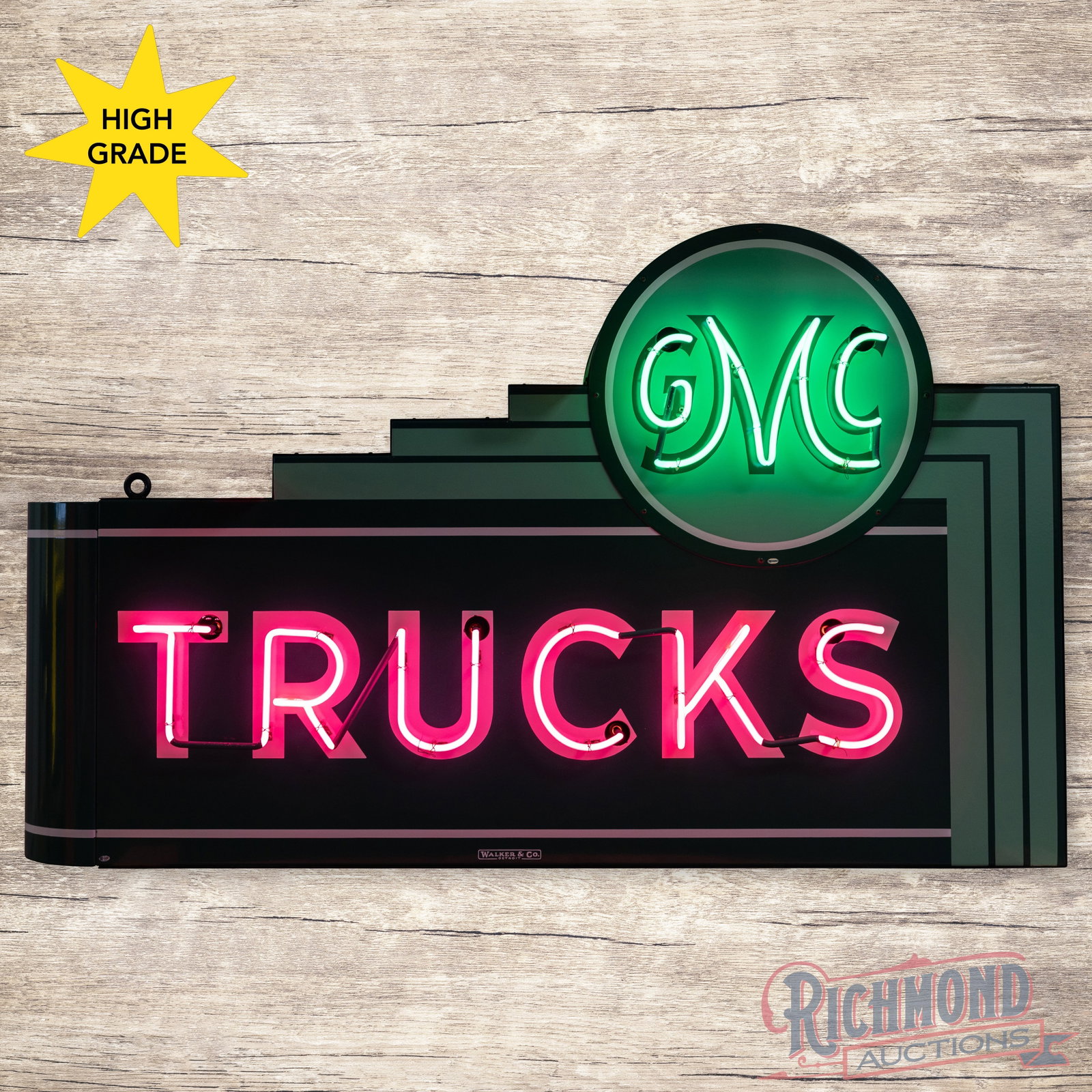 Amazing GMC Trucks 6' Double Sided Porcelain Factory Neon Sign (1 of 5)