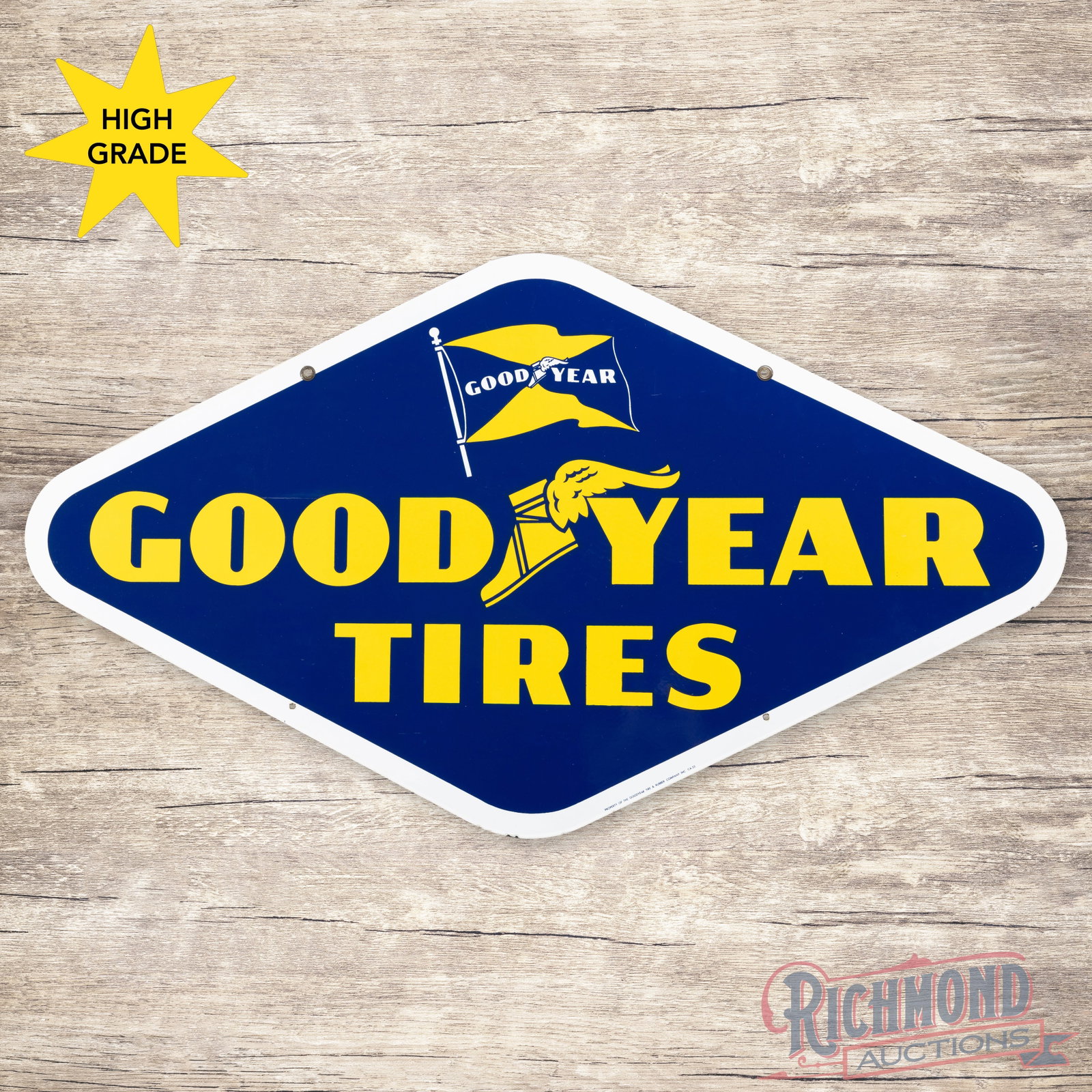 Goodyear Tires 4.5' Double Sided Porcelain Sign w/ Wingfoot & Flag (1 of 3)