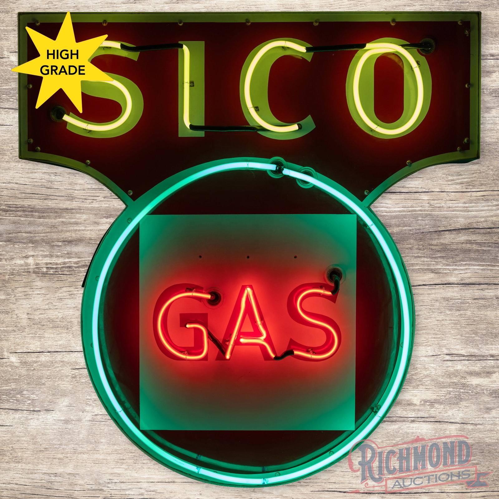 Rare SICO GAS Single Sided Porcelain Neon Keyhole Sign (1 of 4)
