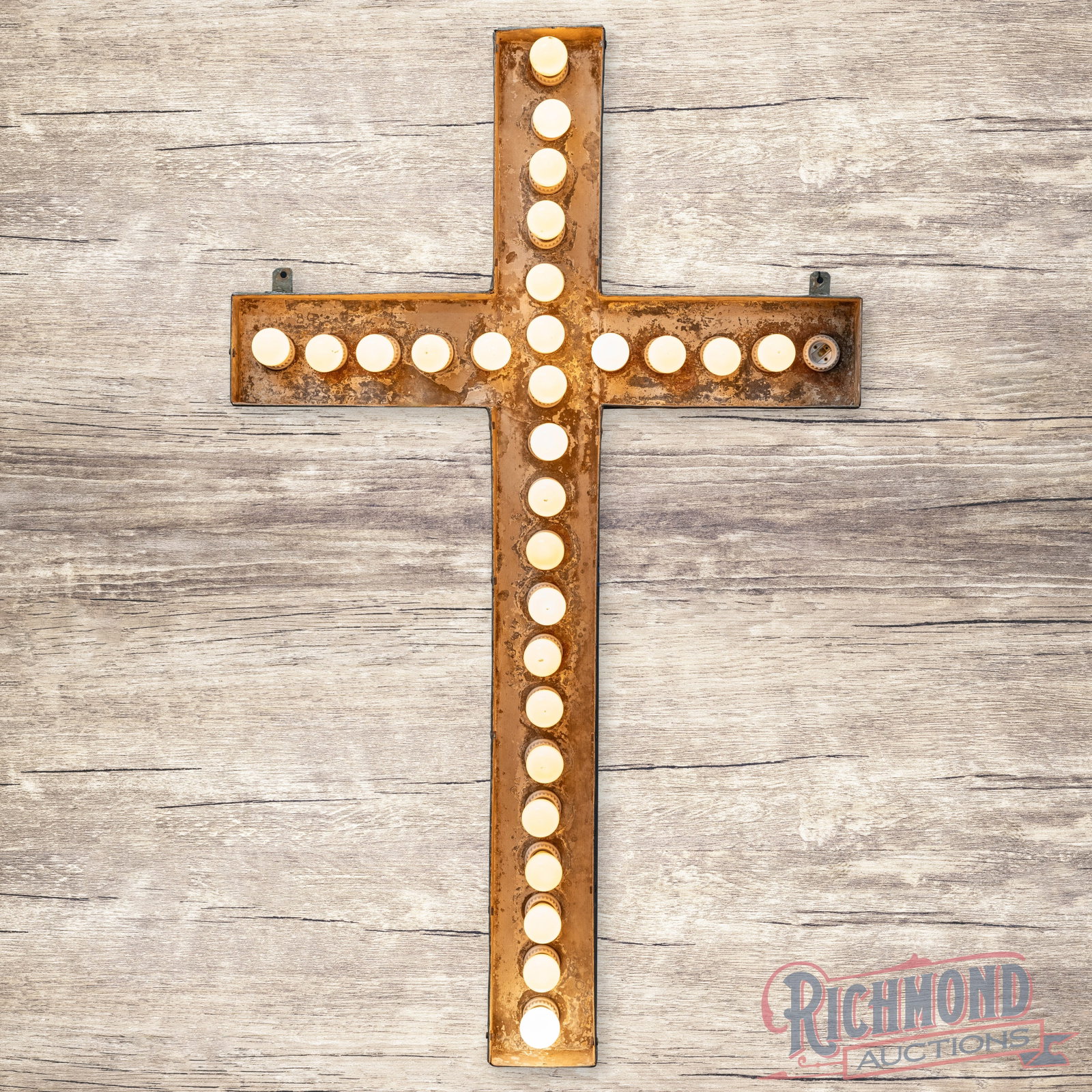 48" Metal 3D Cross with Lighted Bulbs (1 of 5)