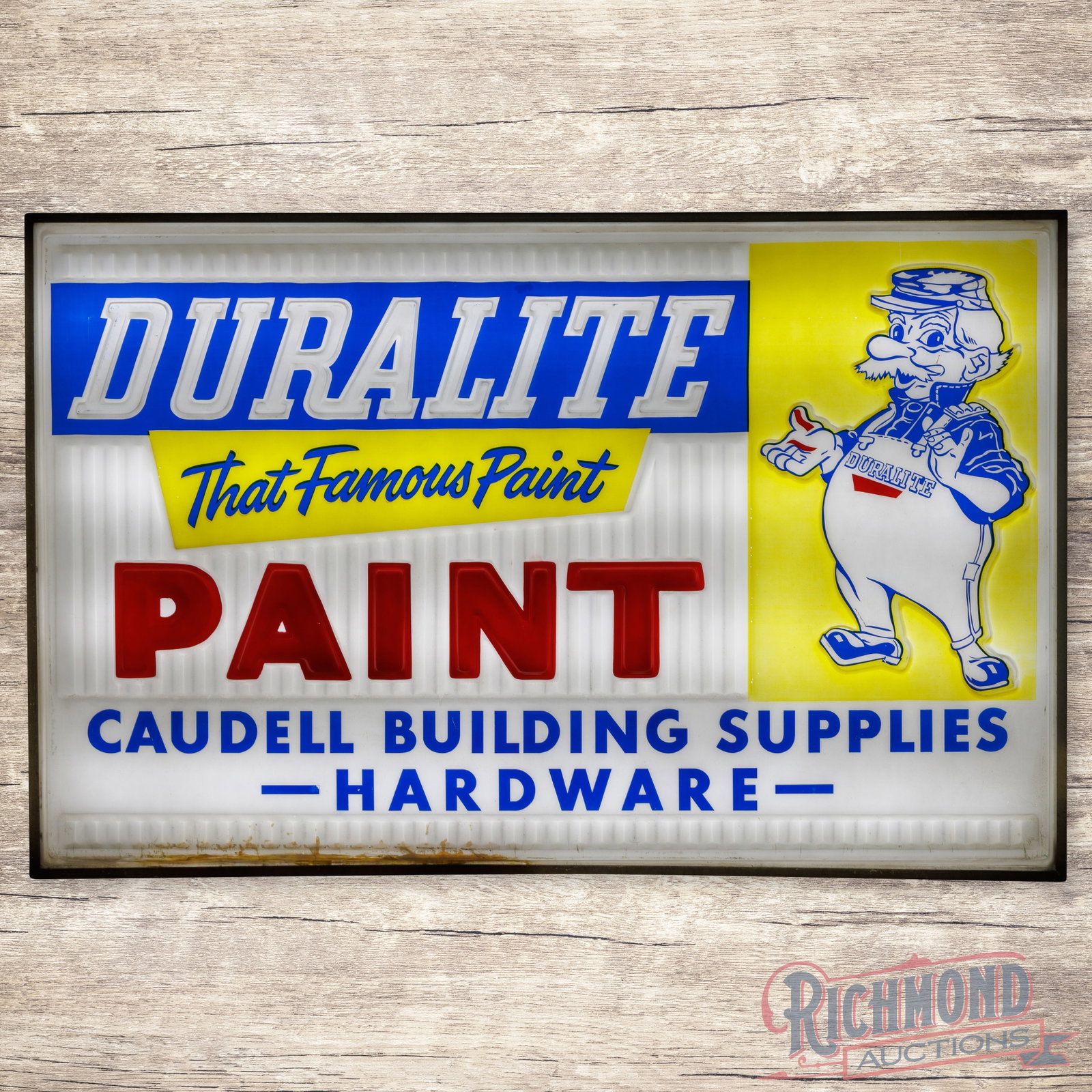 Duralite "That Famous Paint" Caudell Building Supplies Hardware DS Emb. Plastic Lighted Sign (1 of 5)