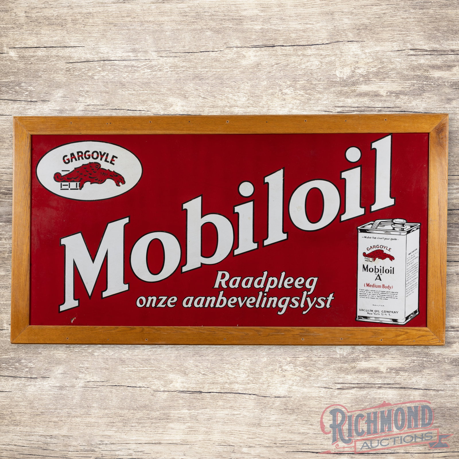 Mobiloil Gargoyle Mobil "A" 7.5' Single Sided Porcelain Sign "Large" (1 of 3)