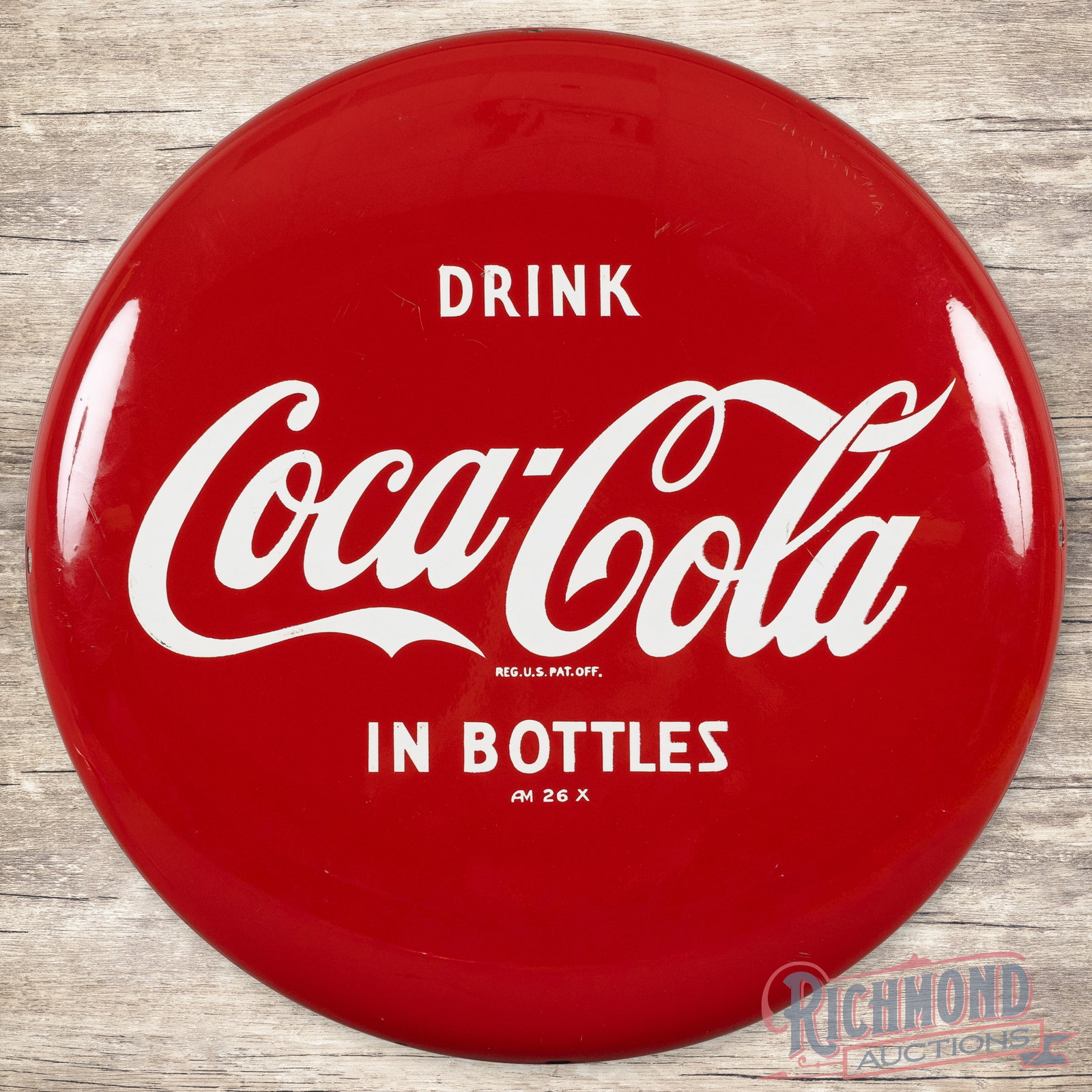 Drink Coca Cola in Bottles 12" Single Sided Tin Button Sign (1 of 3)