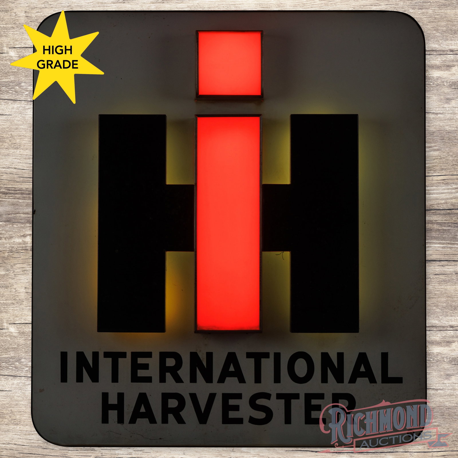 Scarce IH International Harvester 4' Double Sided Porcelain 3D Factory Neon Sign (1 of 5)