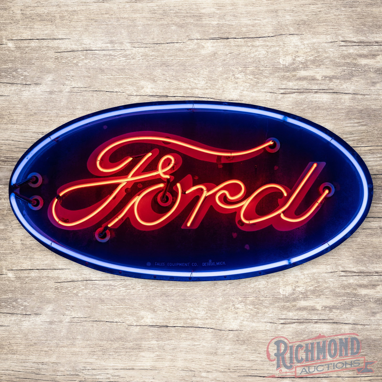 Ford Automobiles 4' Double Sided Porcelain Factory Neon Sign (1 of 5)