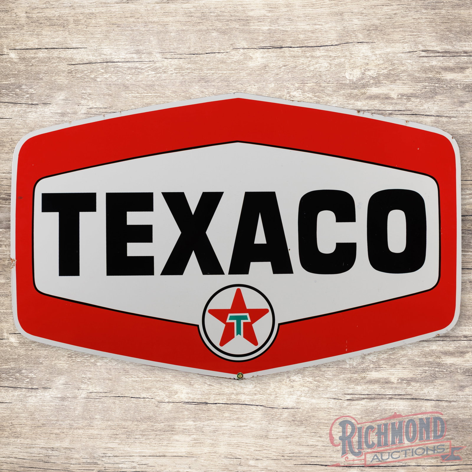 Texaco Gasoline 5' Single Sided Porcelain Service Station Sign "Rare Size" (1 of 3)