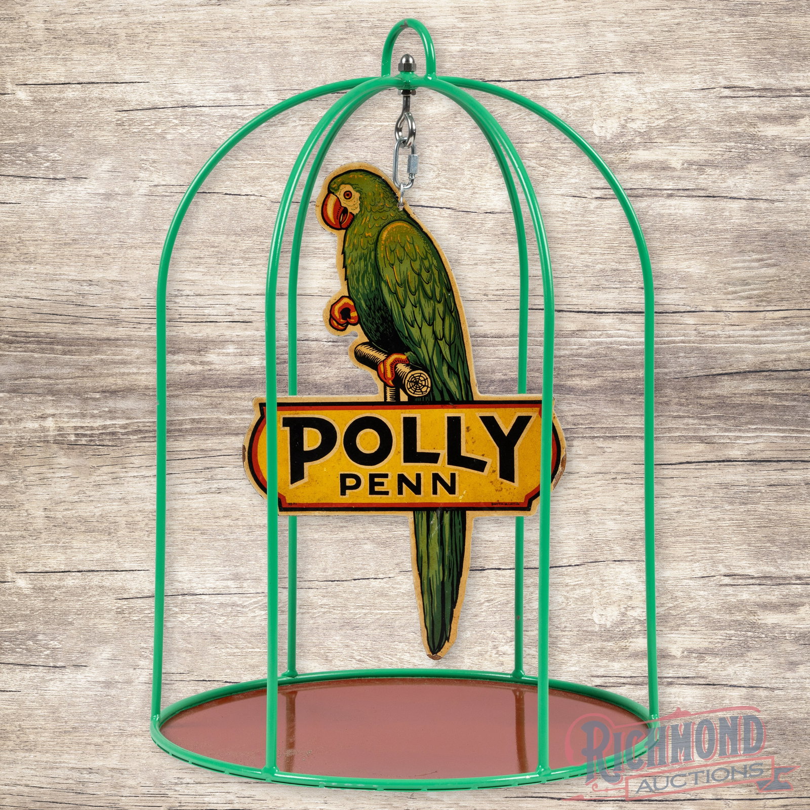 Scarce Die Cut DS Polly Penn Gas Display Sign w/ Cage (1 of 3)