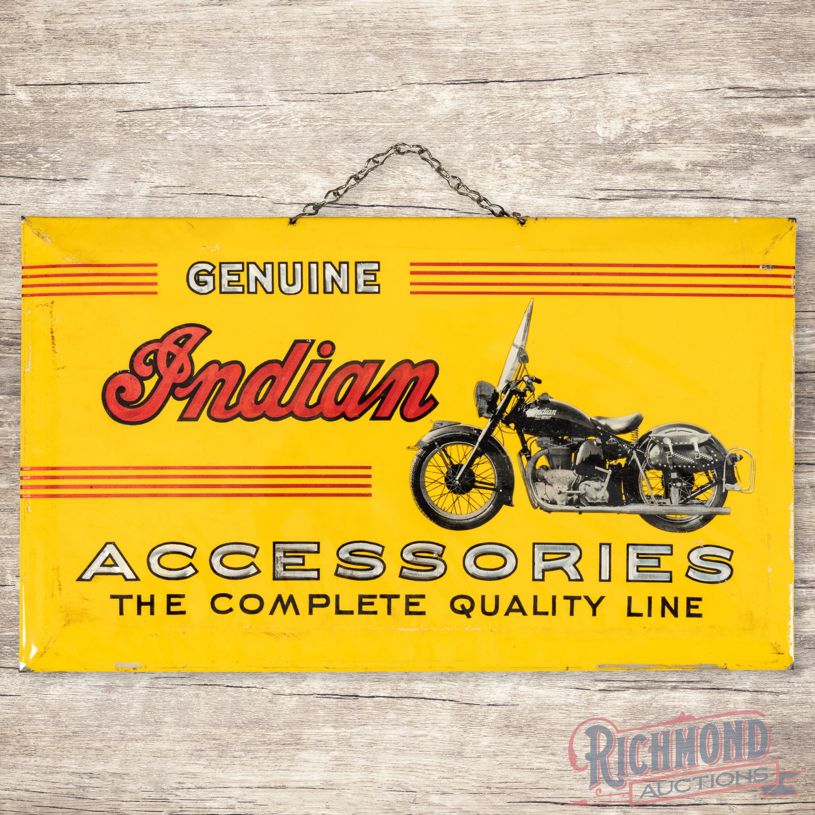 Scarce Genuine Indian Motorcycle Accessories SS Celluloid Sign (1 of 3)