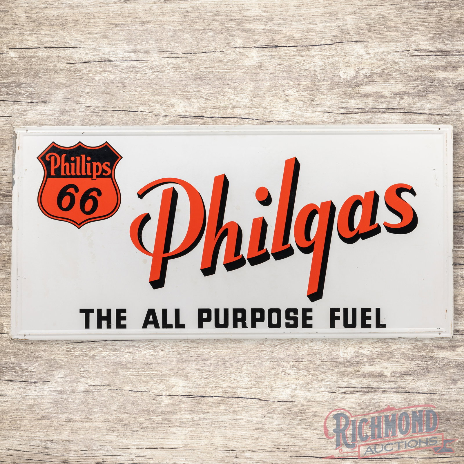 Philgas Phillips 66 The All Purpose Fuel 6' Single Sided Tin Sign w/ Logo (1 of 3)