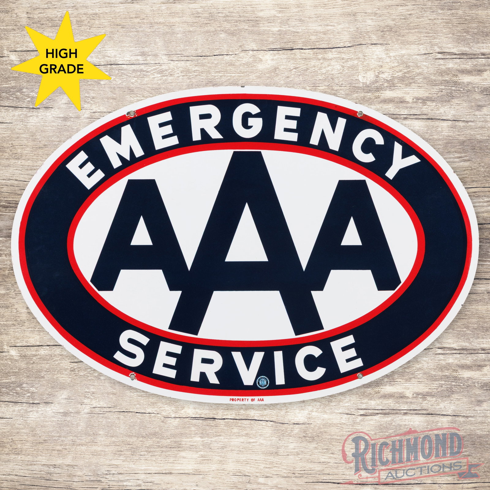 Triple A AAA Emergency Service 36" Double Sided Porcelain Logo Sign (1 of 3)