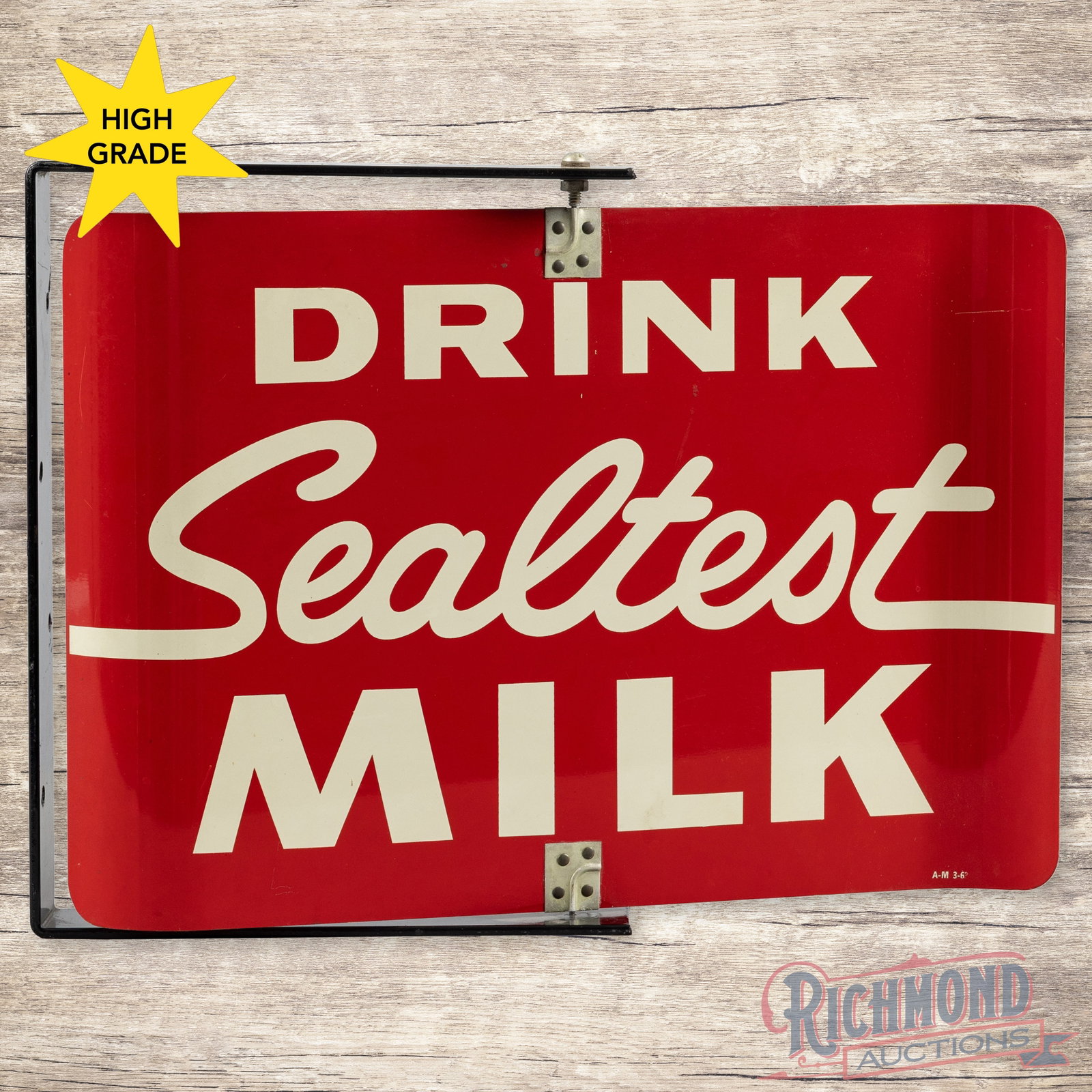 Scarce 1963 Drink Sealtest Milk Double Sided Tin Spinner Sign (1 of 3)