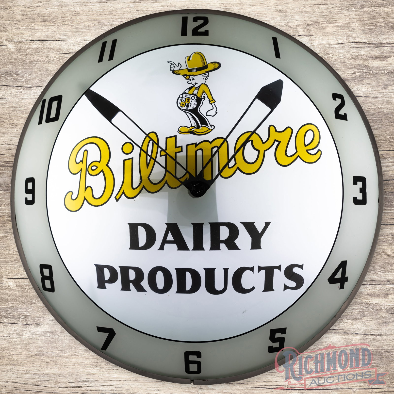 Biltmore Dairy 15" Double Bubble Advertising Clock w/ Winky (1 of 4)