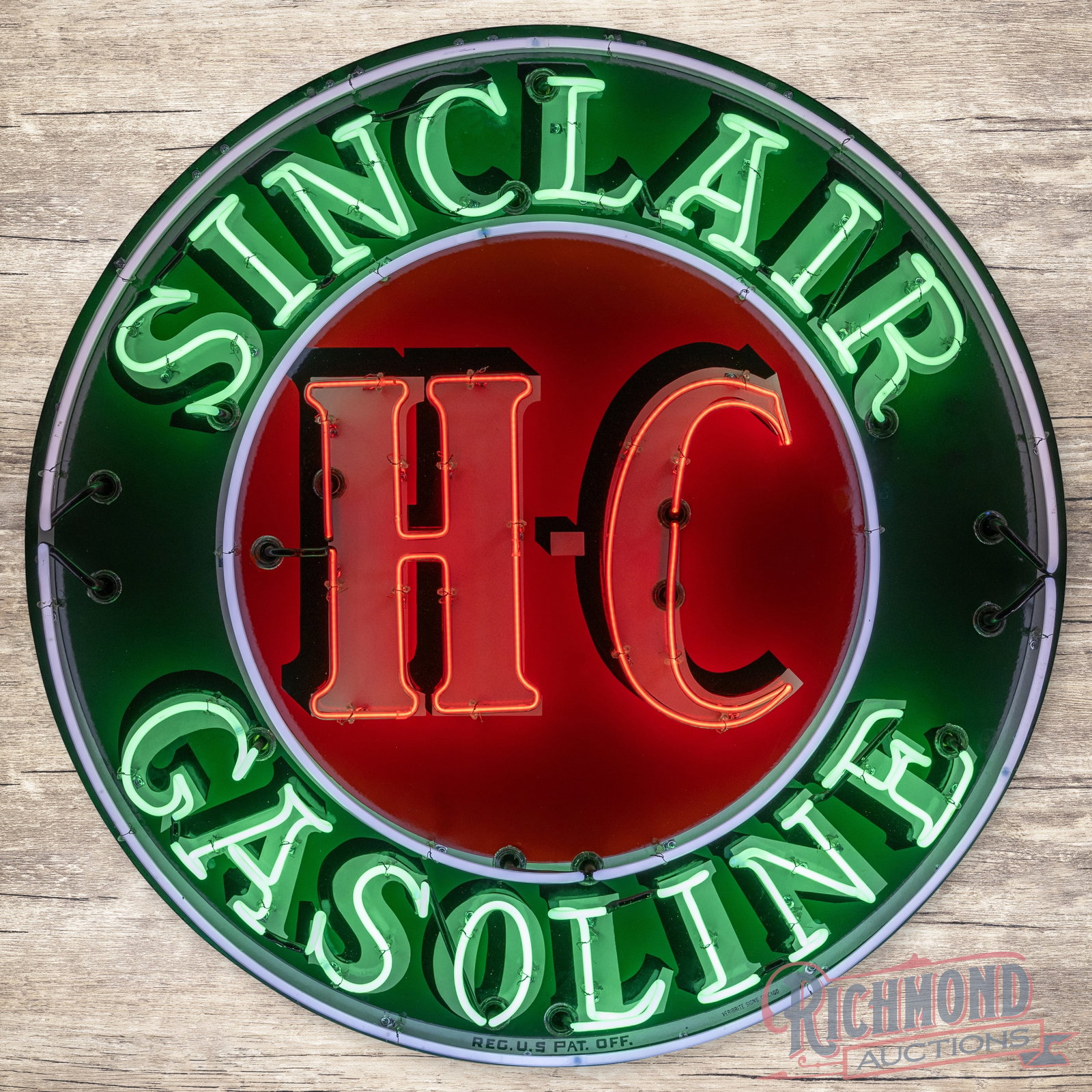 Sinclair H-C Gasoline 48" Single Sided Porcelain Neon Sign (1 of 4)