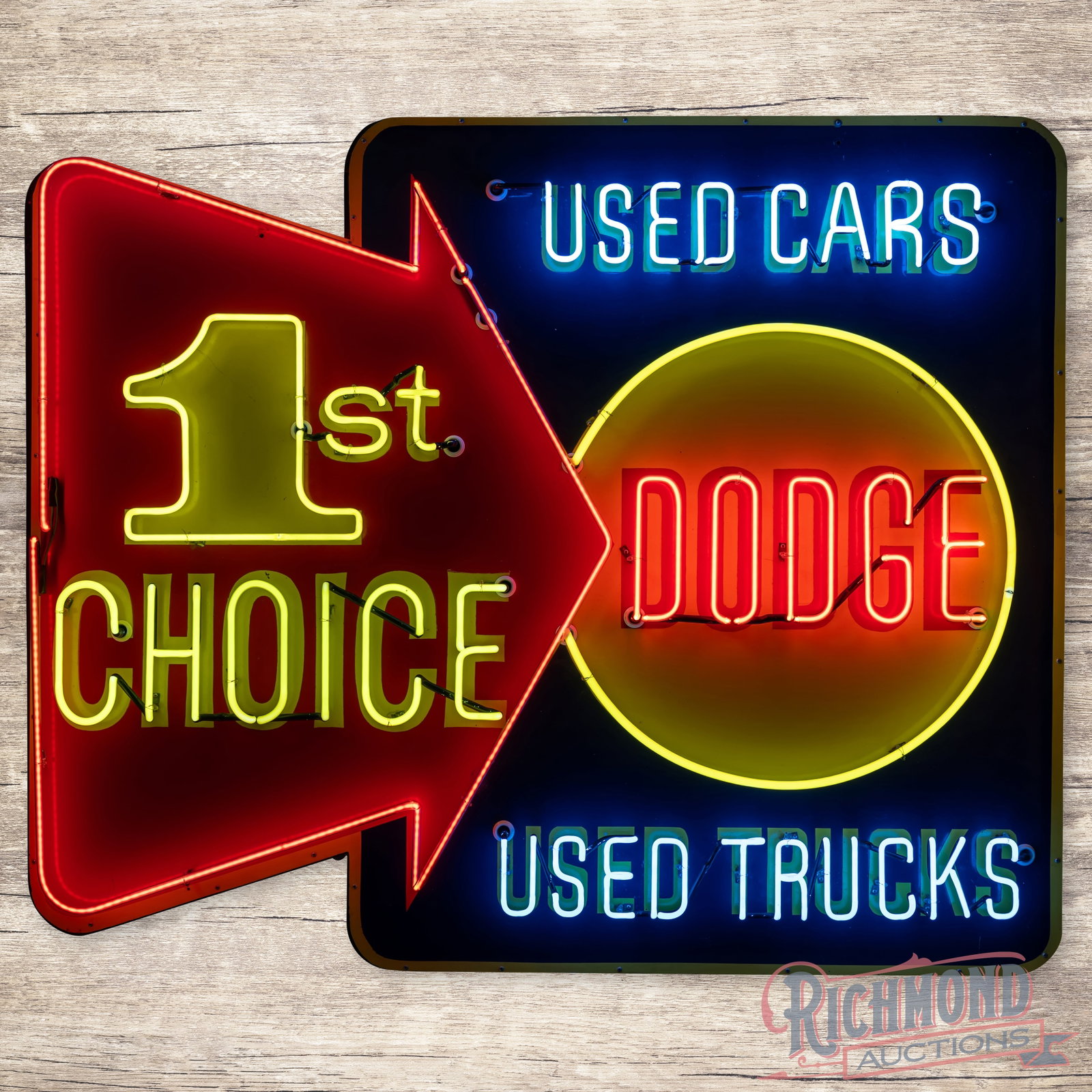 Rare Dodge 1st Choice Used Cars Used Trucks 6' Die Cut Single Sided Tin Neon Sign (1 of 4)
