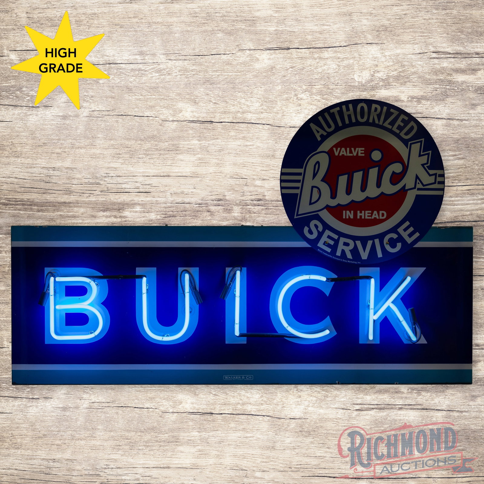 Buick Valve in Head Authorized Service 5.5' Single Sided Porcelain Factory Neon Sign (1 of 4)