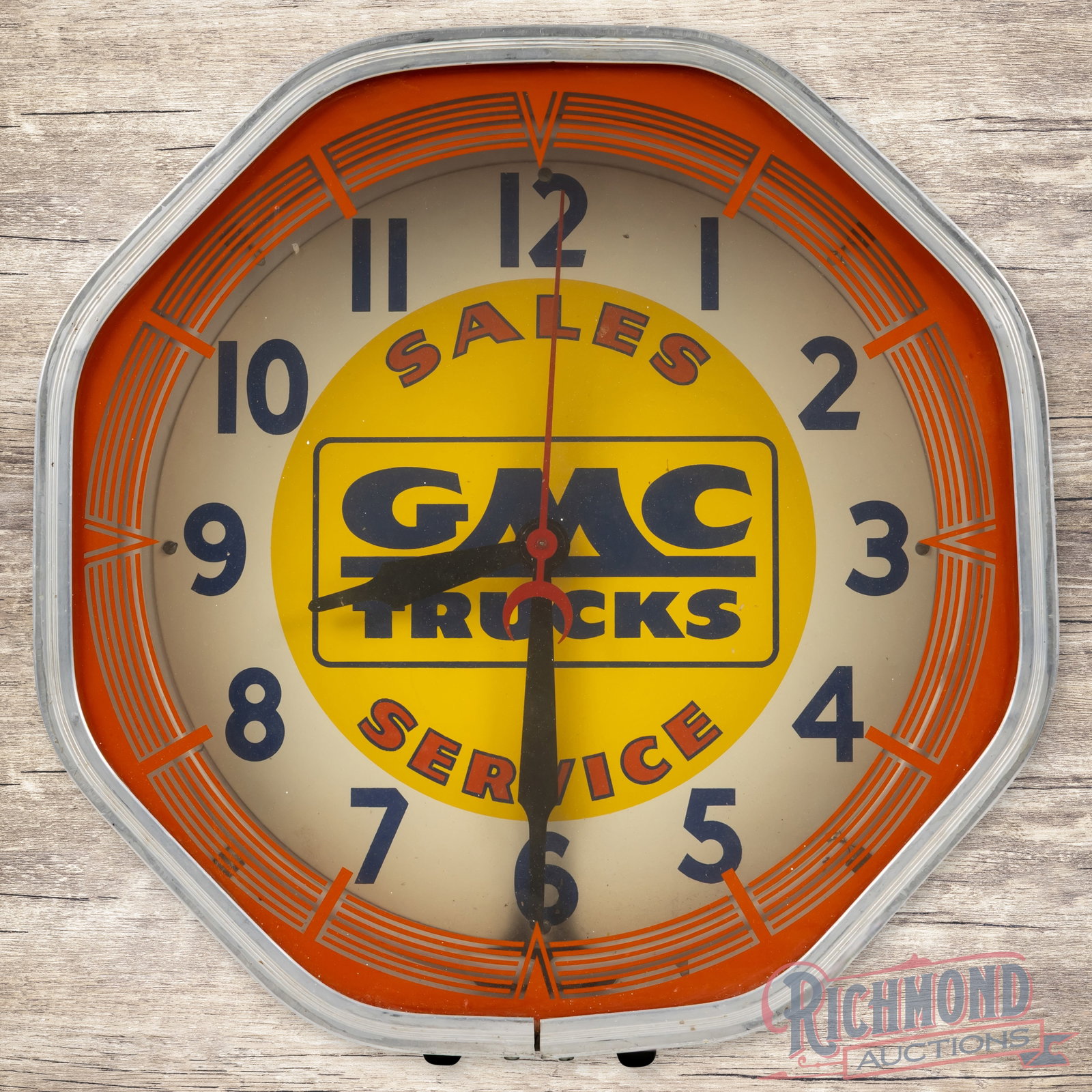 GMC Trucks Sales Service 18" Octagon Neon Advertising Clock (1 of 3)