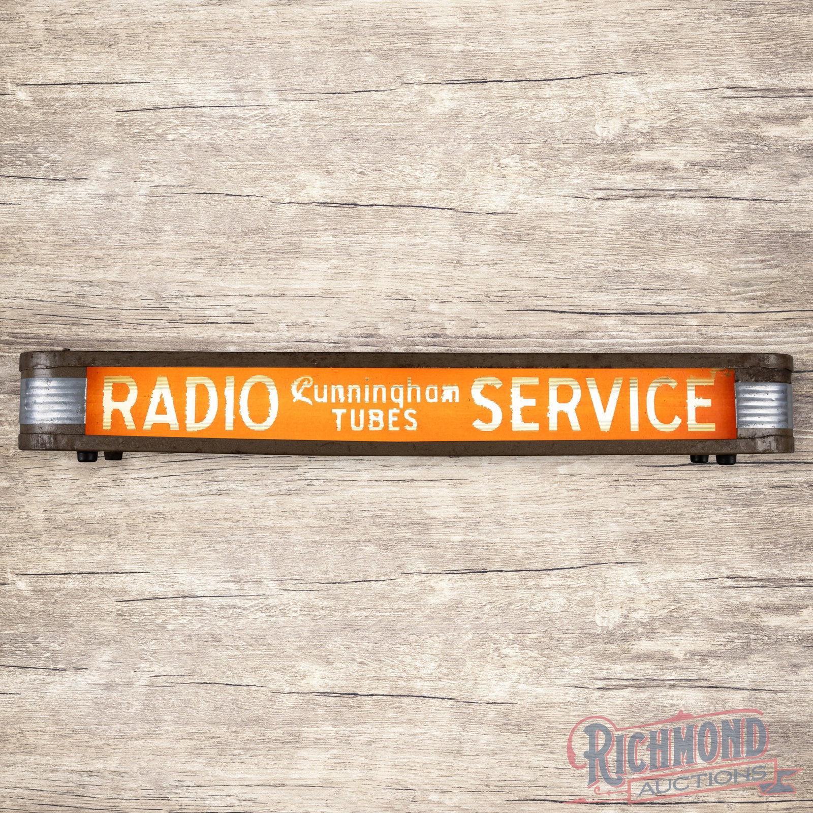 Cunningham Radio Tube Service Glass Lighted Advertising Sign (1 of 4)