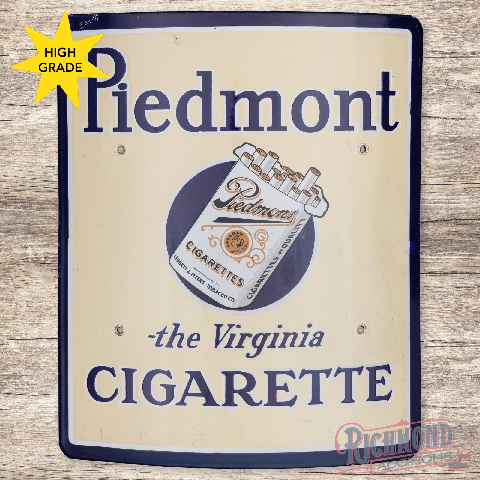 Piedmont The Virginia Cigarette Curved Single Sided Porcelain Sign w/ Pack (1 of 3)
