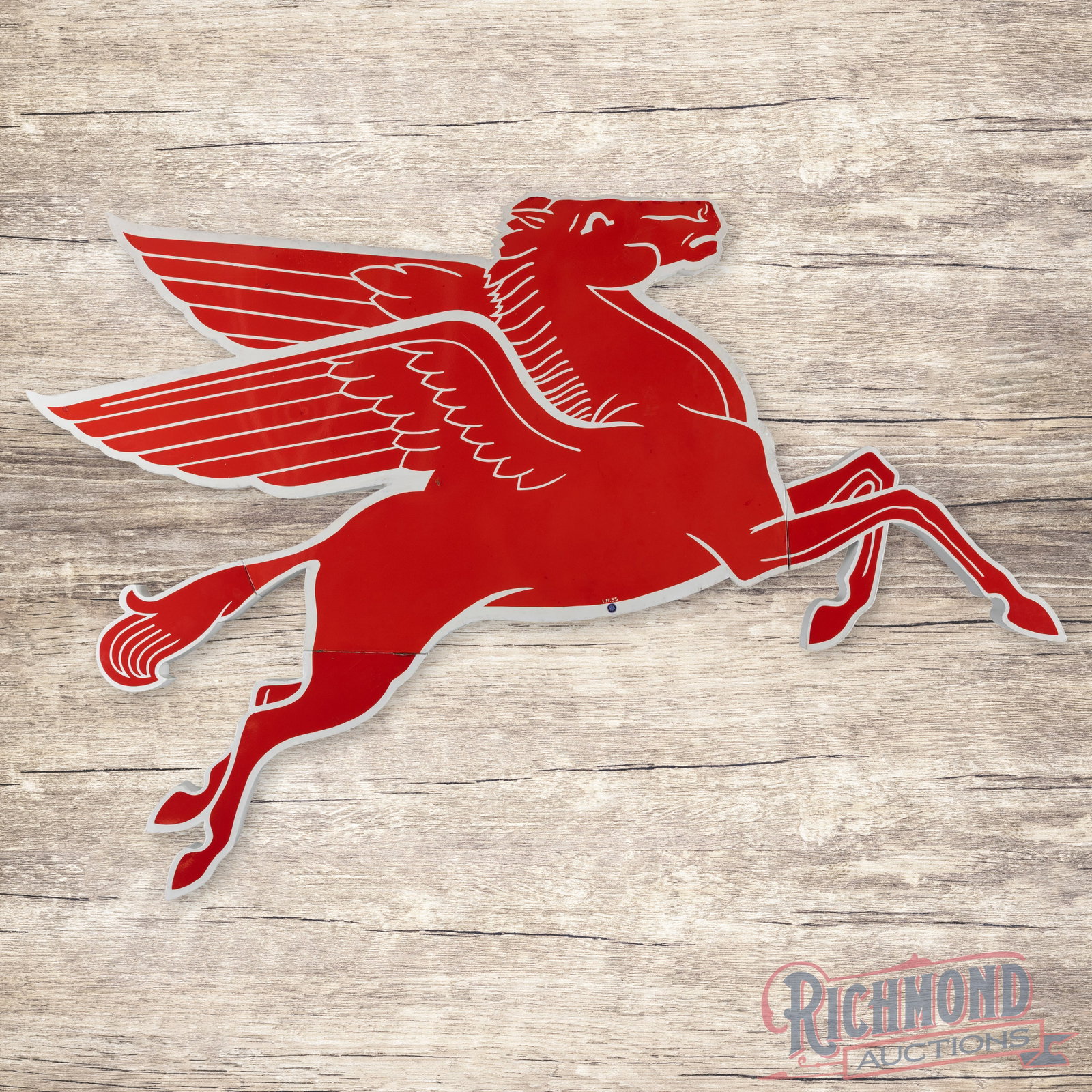 1955 Mobil Pegasus Cookie Cutter Single Sided Porcelain Sign "Right Facing" (1 of 3)