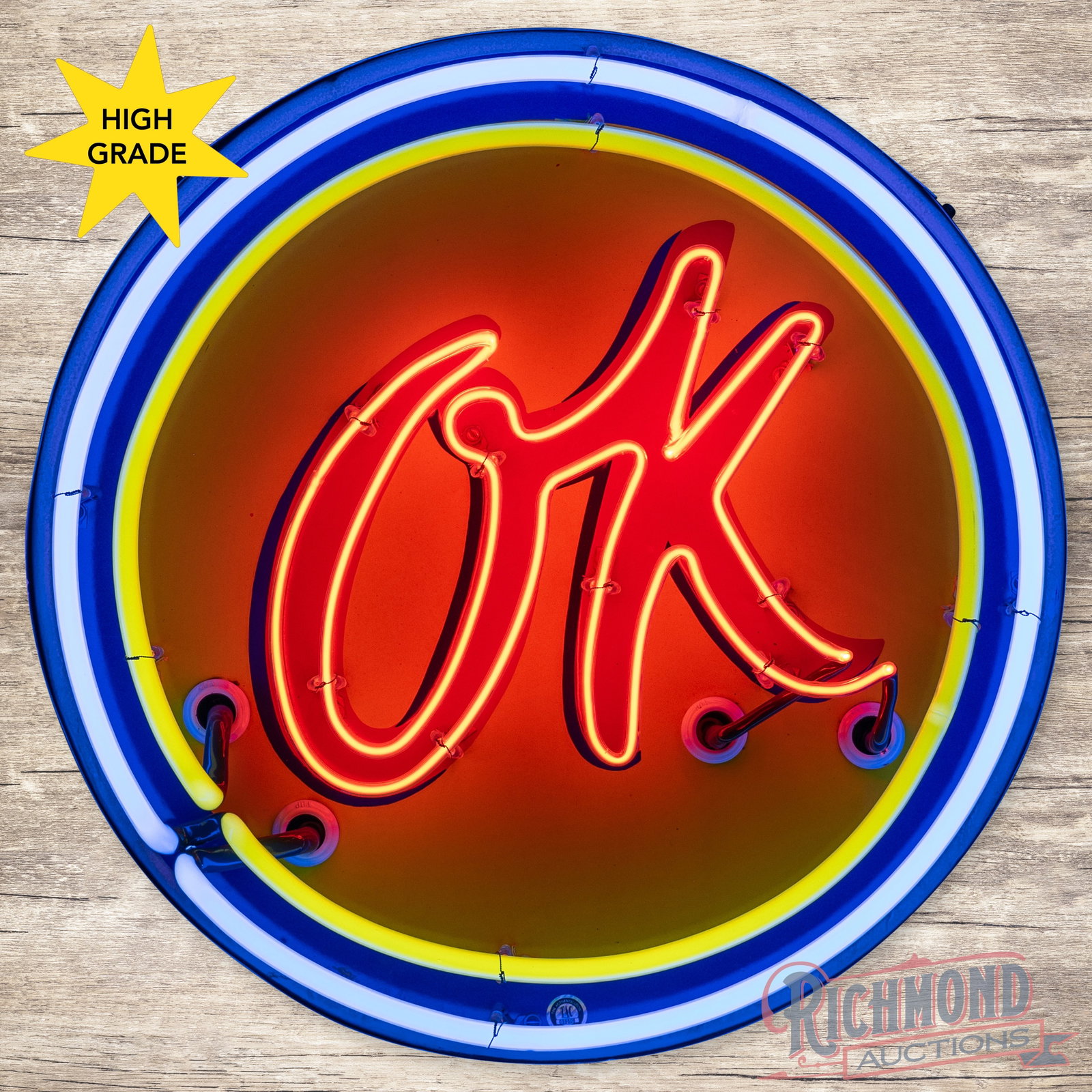 Chevrolet OK 24" Single Sided Porcelain Factory Neon Sign (1 of 4)