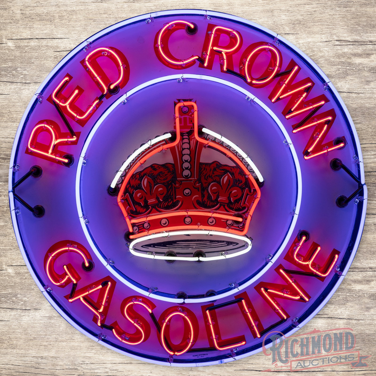 Red Crown Gasoline 42" Single Sided Porcelain Neon Sign w/ Logo (1 of 4)