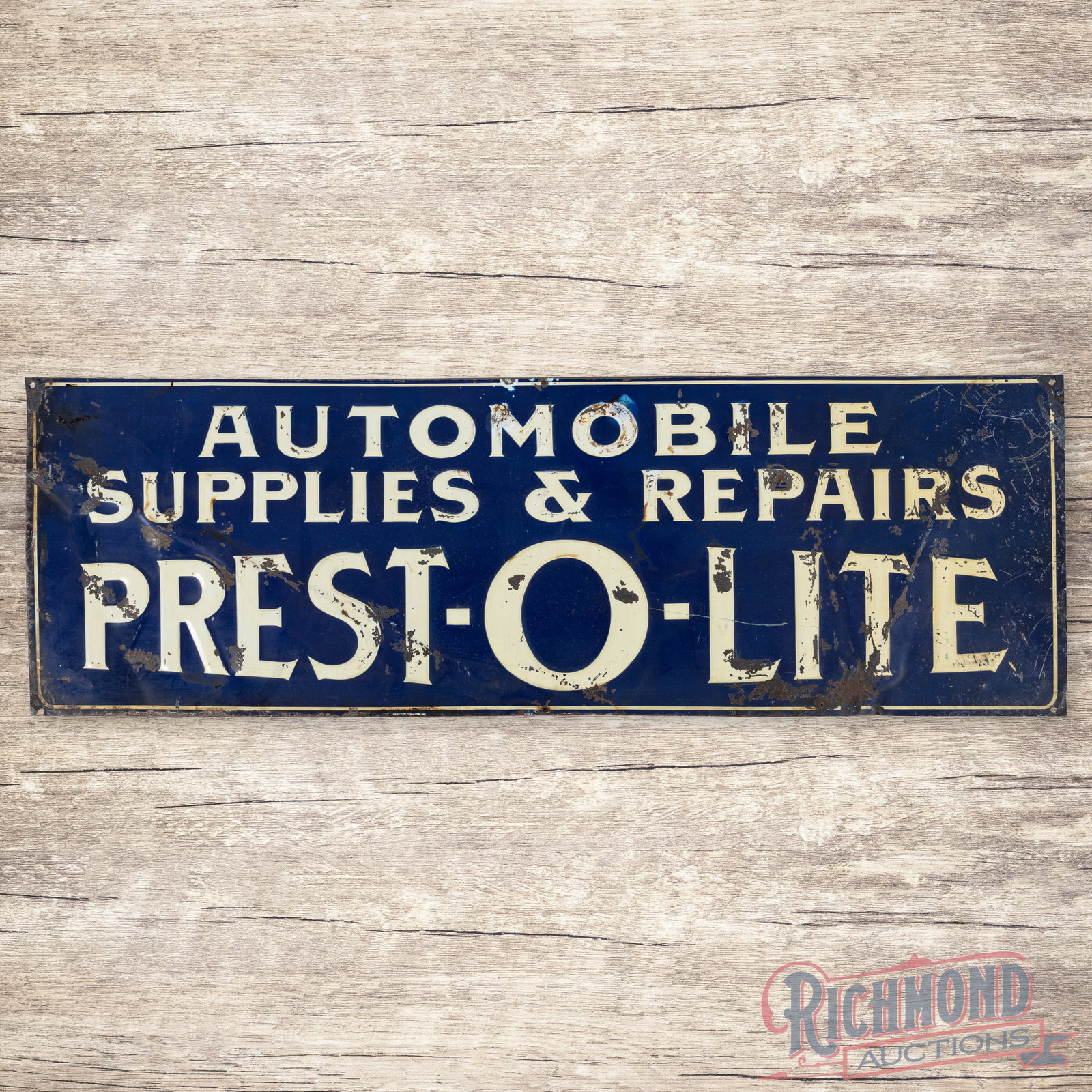 Prestolite Automobile Supplies & Repairs Emb. Single Sided Tin Sign (1 of 3)