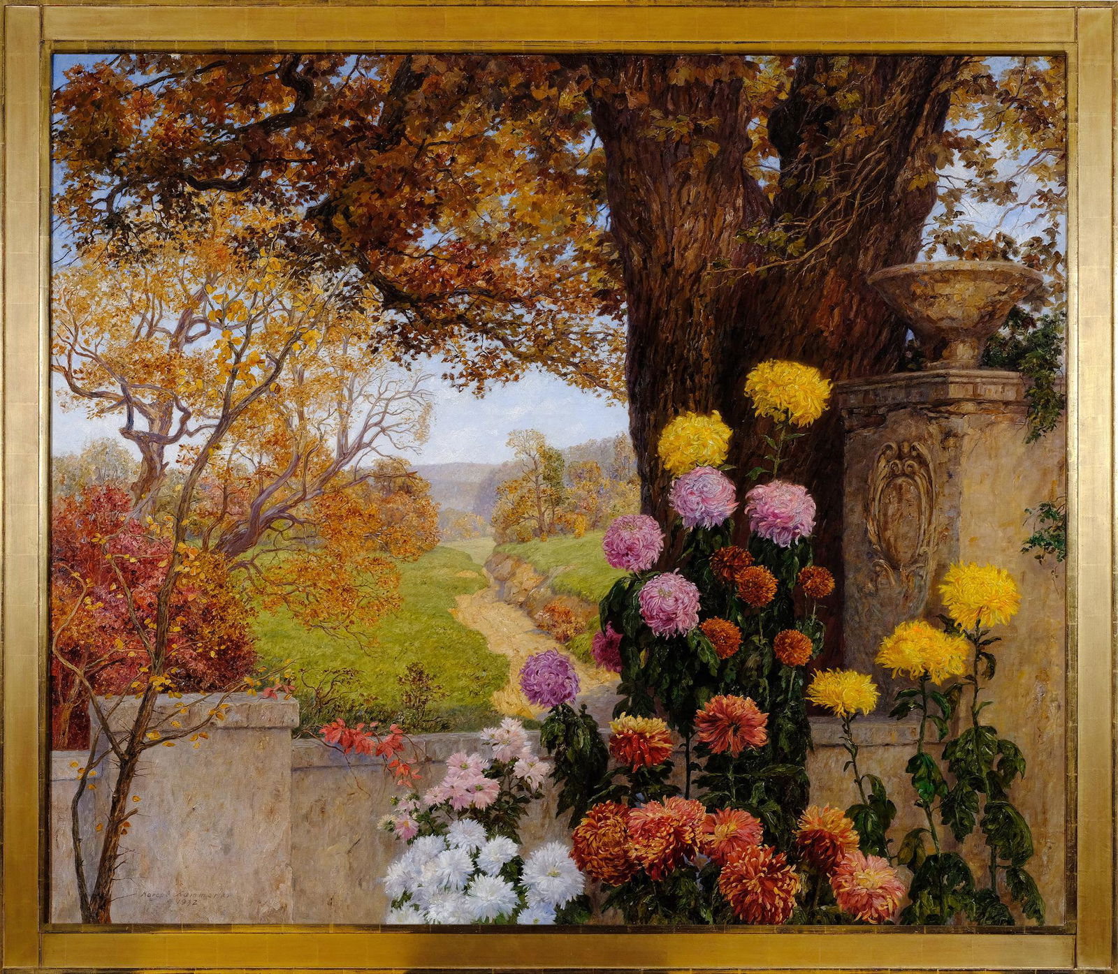 Marcel Kammerer, Vienna 1878 - 1959 Montreal: Marcel KammererVienna 1878 - 1959 MontrealA warm autumn dayOil on canvas132 x 158 cm (with frame 145 x 171 cm)Signed and dated 1932