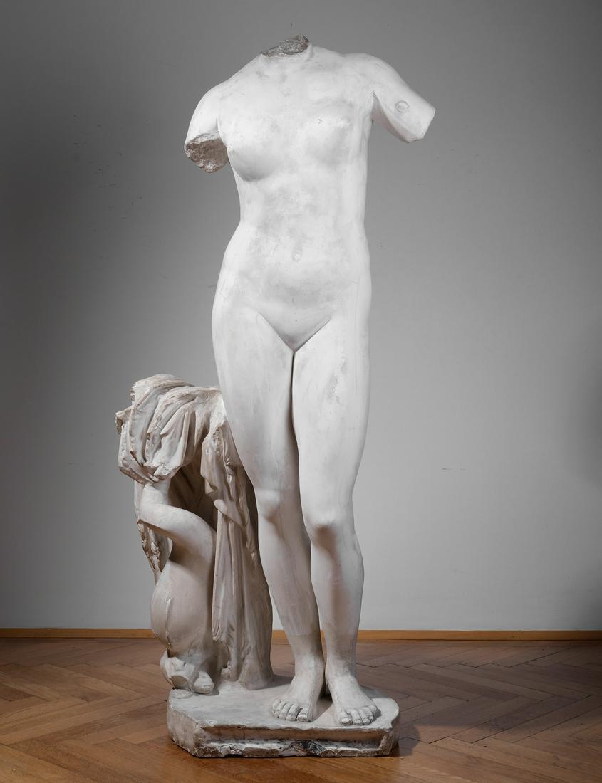 Venus, After the antique, Rome, around 1890/1910: Venus After the antique Rome, around 1890/1910 Plaster Signed on the base FERRAZZI DANTE, FORMATTORE VIA BELSIANO 30, ROMA XX Height 157 cm