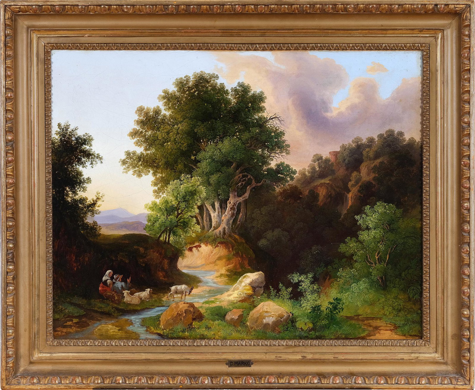 Carl Marko the Elder, 1756 - 1860: Carl Marko the ElderLeutschau 1756 - 1860 Florence, attributedPastoral landscapeOil on canvas, relined50 x 63.5 cm (with frame 65 x 77 cm)Signed C. Marko pinx. 18.., lower right