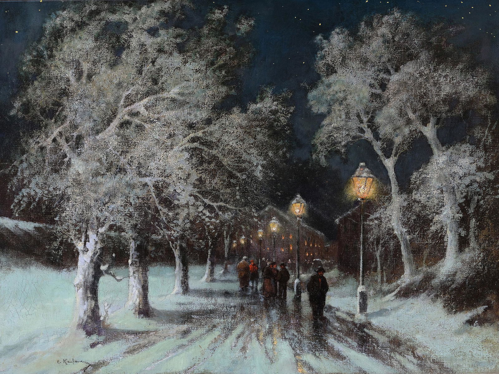 Adolf Kaufmann,  Troppau 1848 - 1916 Vienna,  Winter evening (1 of 7)