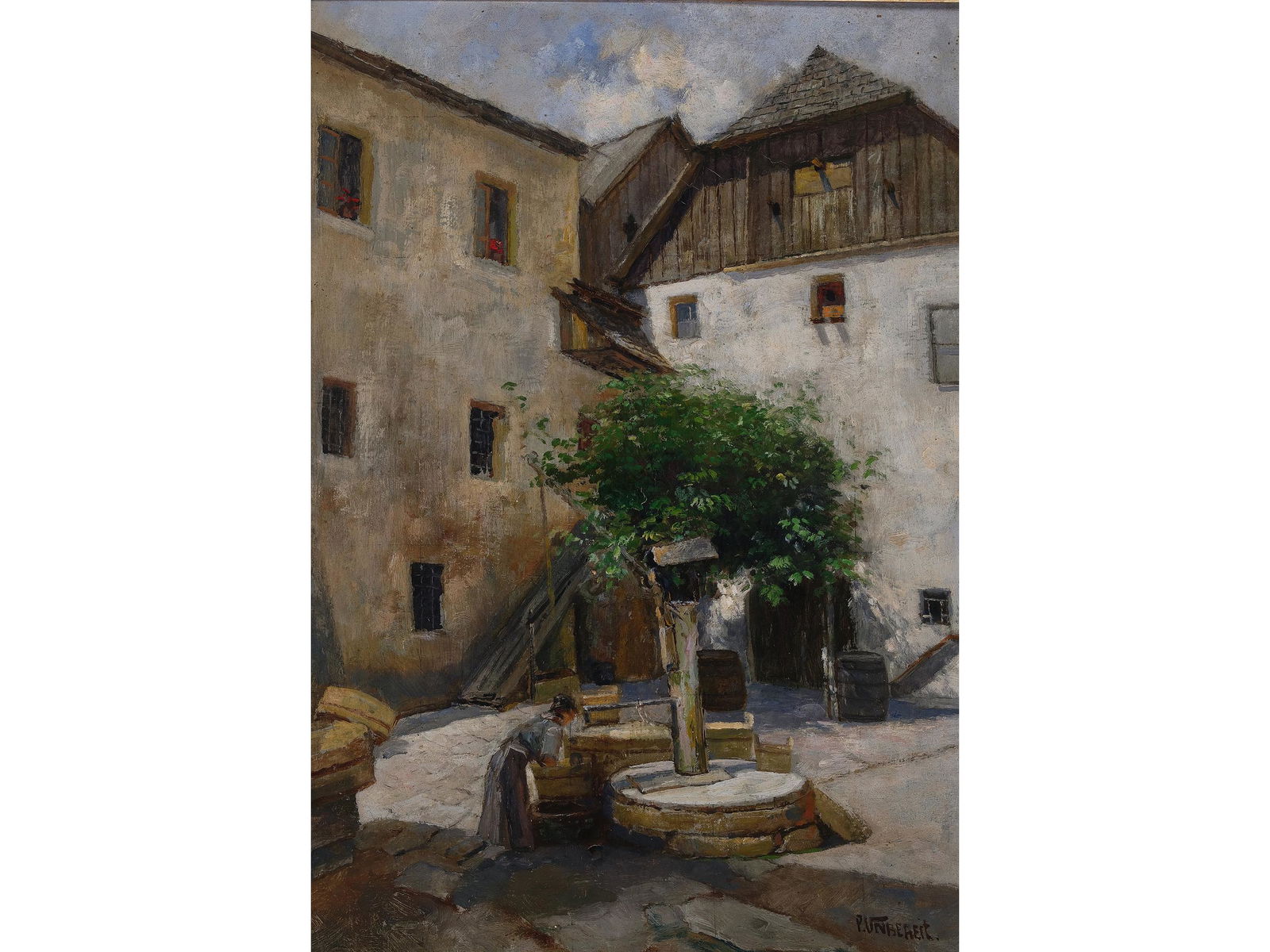 Paul Unbereit,  Berlin 1884 - 1937 Vienna,  Courtyard in the Wachau (1 of 6)