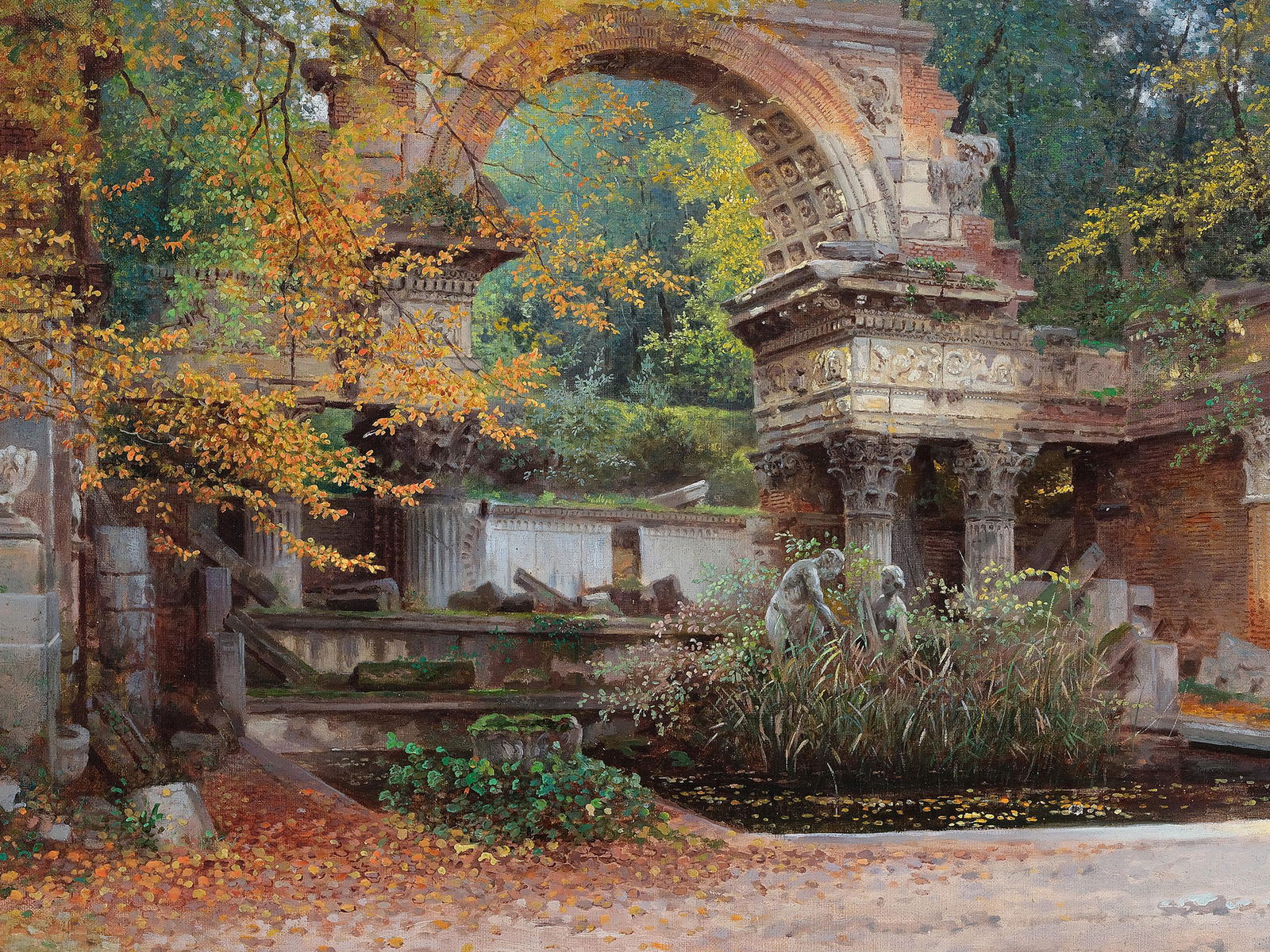 Heinrich Tomec,  Prague 1863 - 1928 Vienna,  Motif from Schoenbrunn (1 of 9)