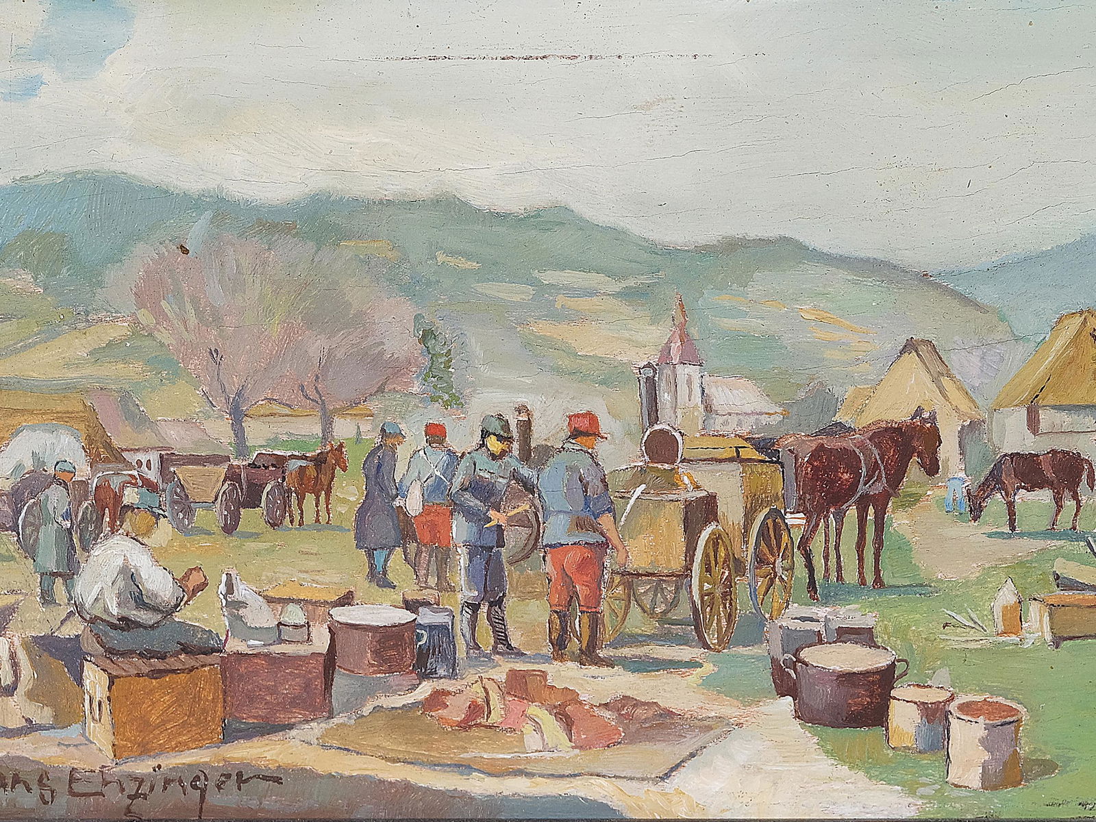 Hans Enzinger,  Krummnussbaum 1889 - 1972 Baden bei Wien,  Lunch break (1 of 4)