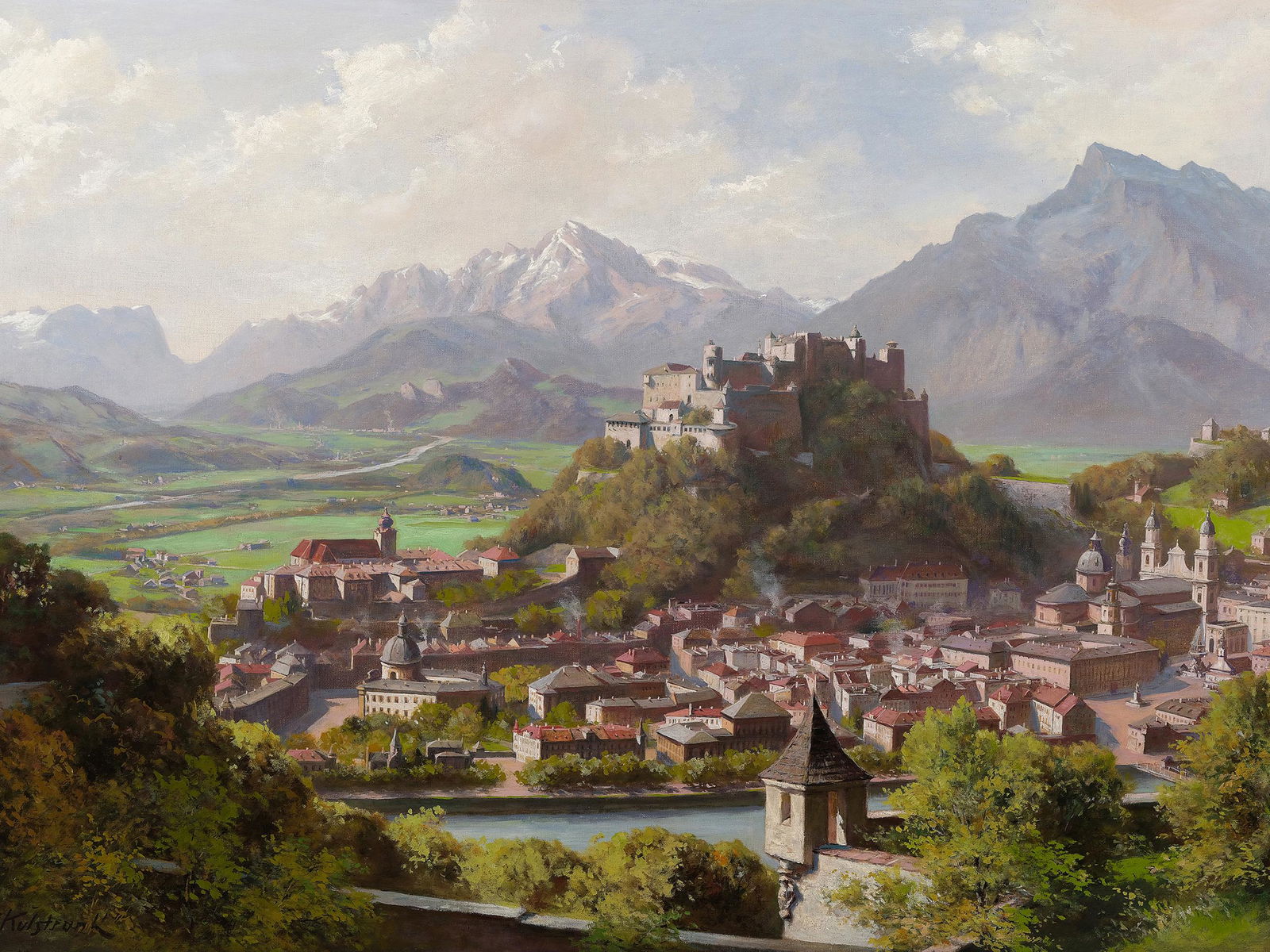 Franz Kulstrunk,  Radstadt 1861 - 1944 Salzburg,  View of Salzburg (1 of 6)