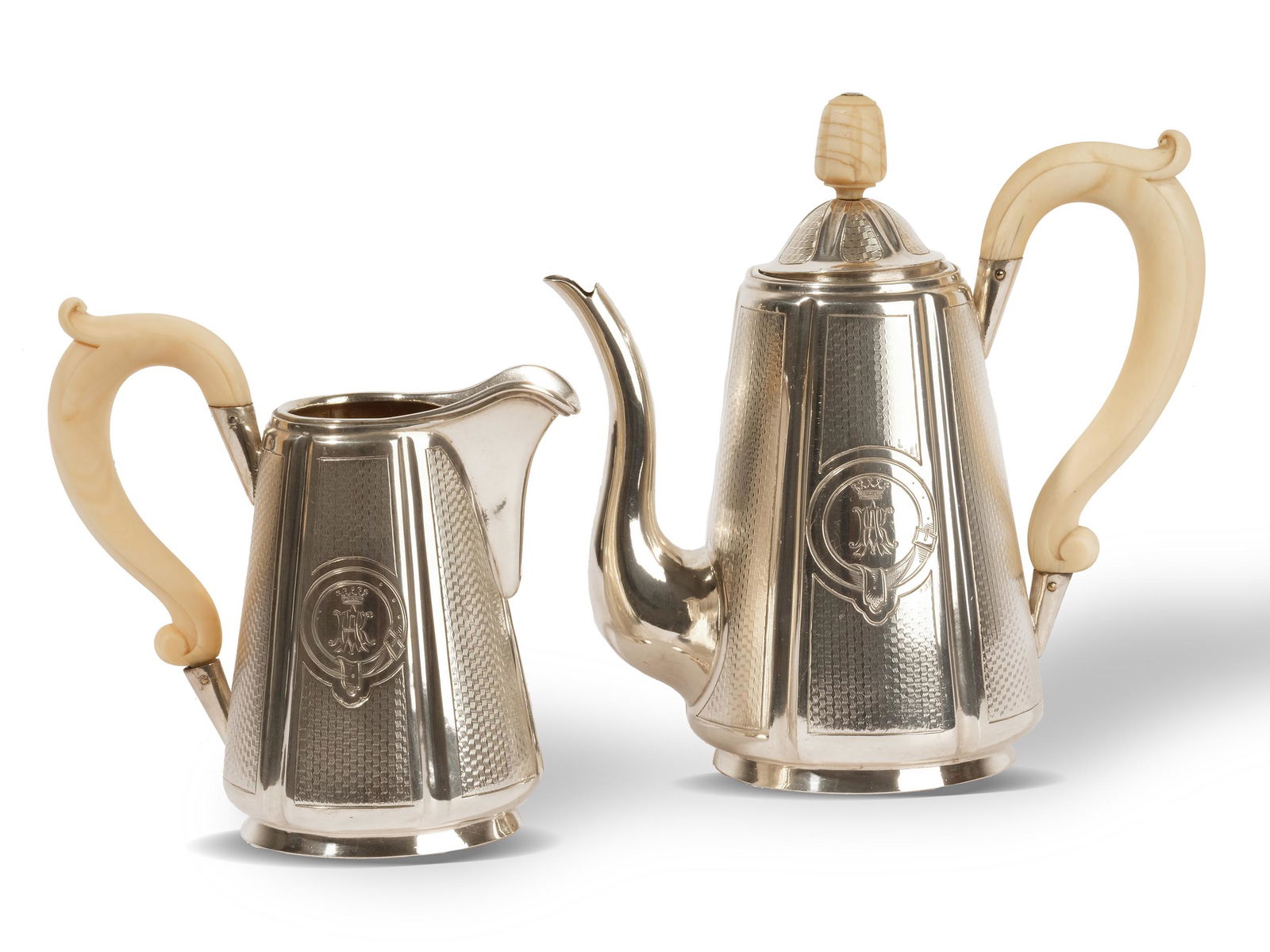 Silver mocha & milk jug,  Austria,  Ca. 1900 (1 of 5)