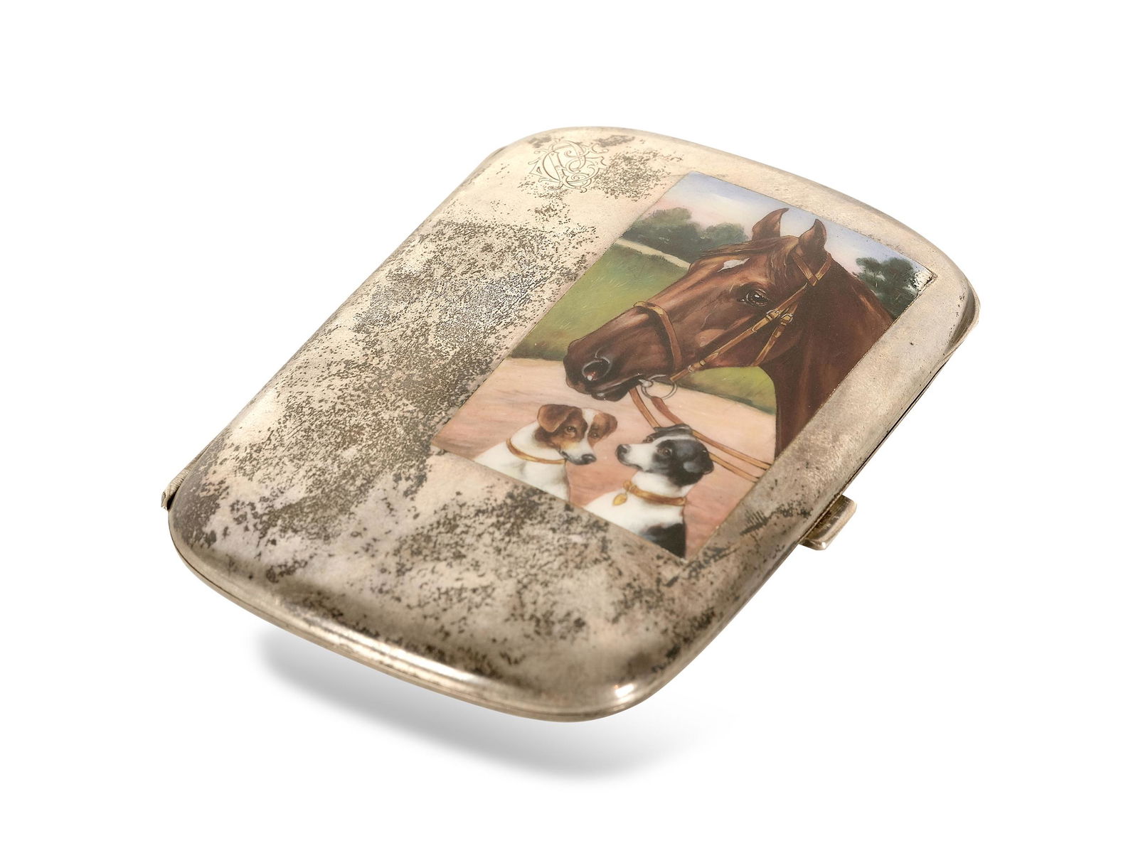 Cigarette case,  Ca. 1910/20,  Silver with enamel (1 of 5)