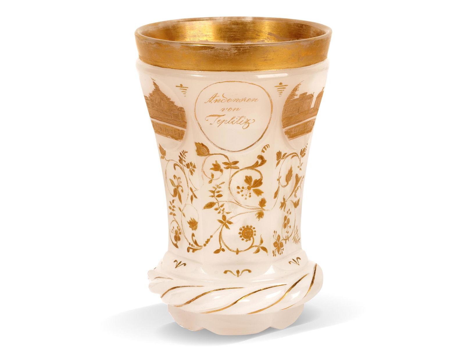Biedermeier glass cup,  Ca. 1835/40,  Views around Teplititz (1 of 6)