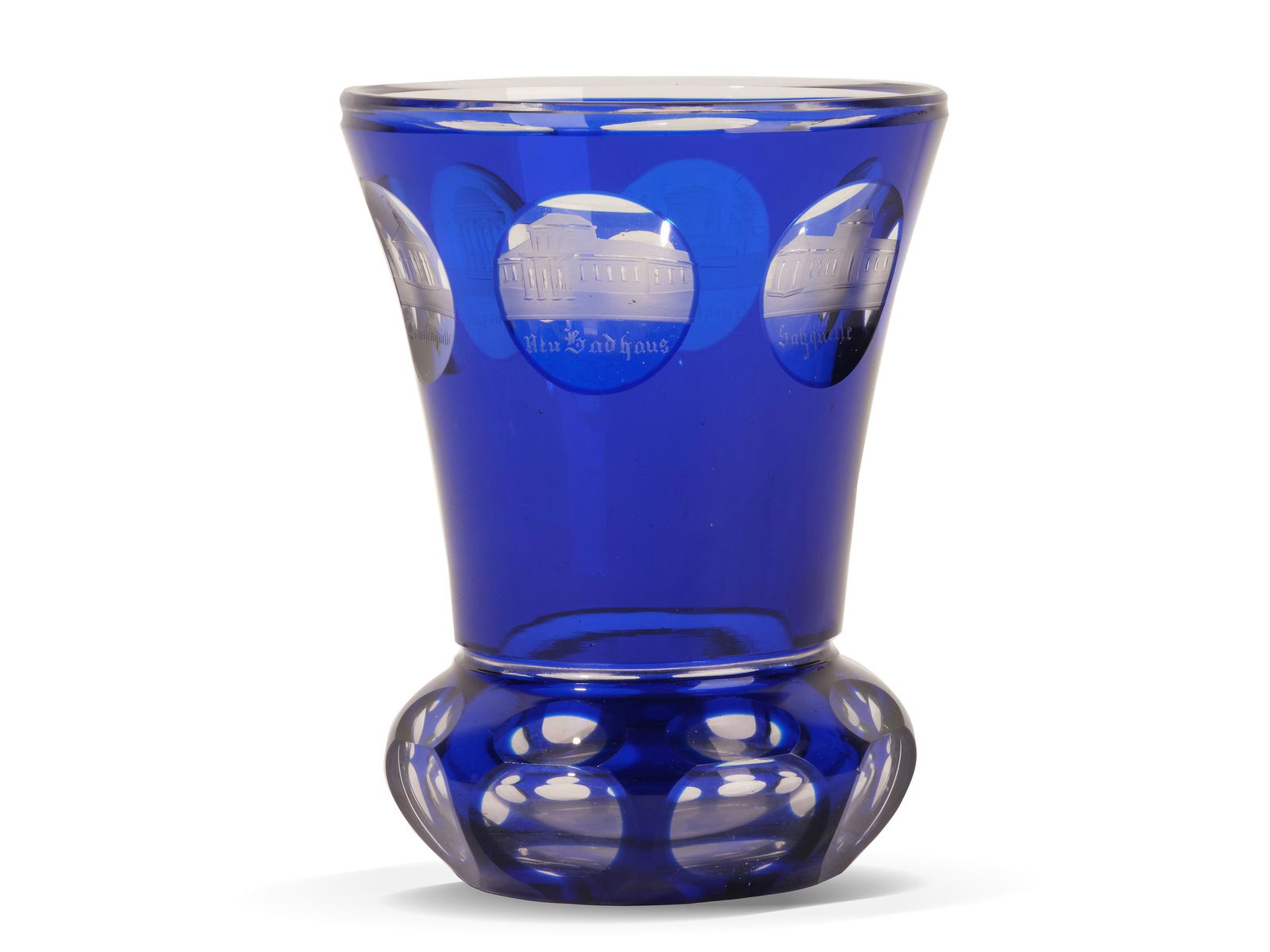 Biedermeier glass cup,  Ca. 1835/40,  Souvenir of Franzensbad (1 of 6)