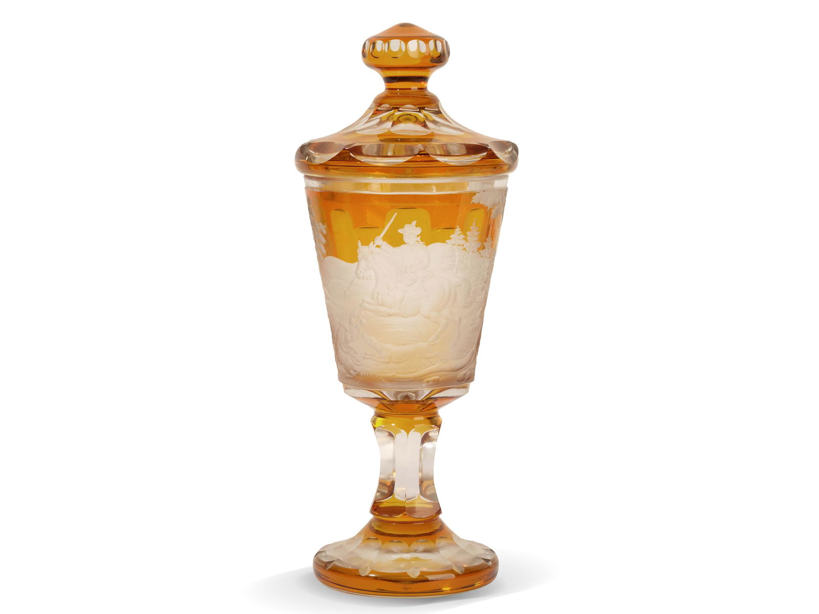 Biedermeier hunting mug with lid,  Sauhatz,  Ca. 1830/35 (1 of 4)