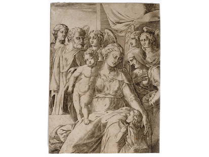 Agostino Carracci, 1557 - 1602, Engraving after Andrea del Sarto: Agostino Carracci 1557 - 1602 Engraving after Andrea del Sarto 23 x 17 cm