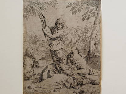 Simone Cantarini, 1612 - 1678, Copperplate: Simone Cantarini 1612 - 1678 Copperplate 17th century 21 x 17 cm motif, 45 x 35 cm mount Notes: Bertela 78, Bellini 23b
