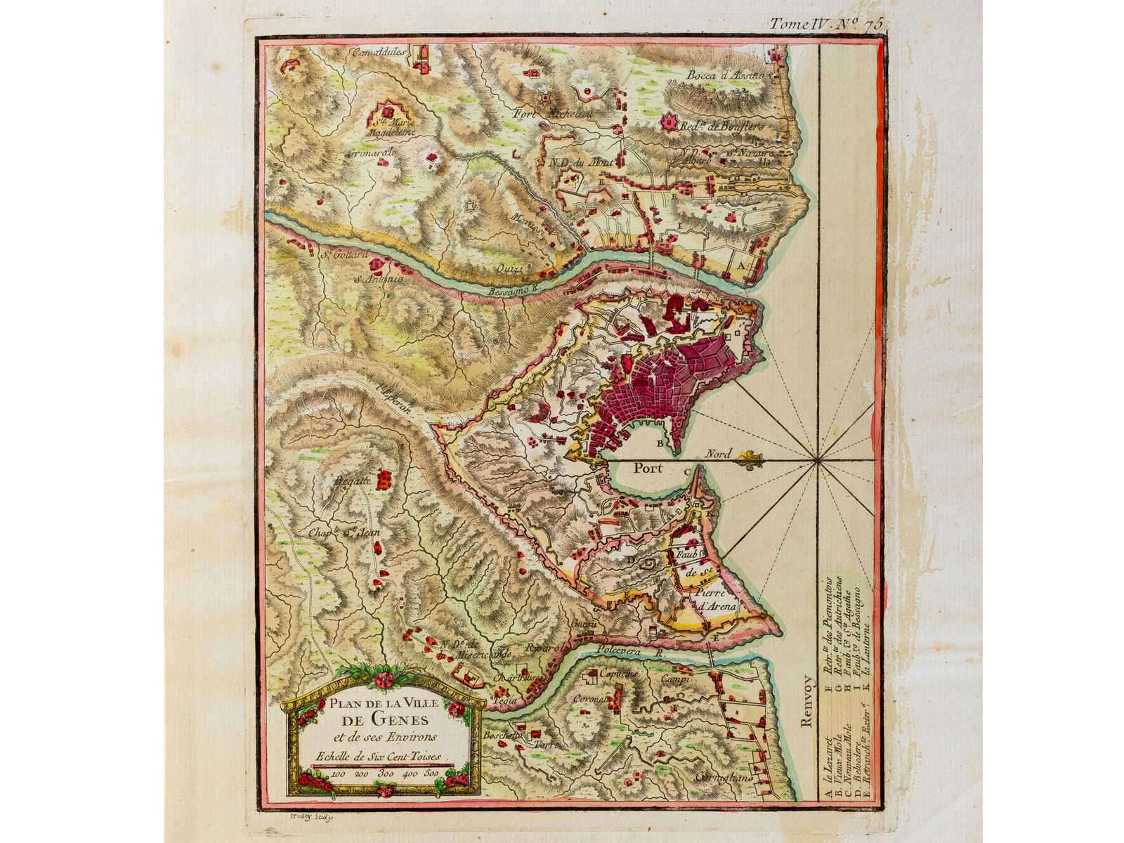 Plan de la Ville de Geneve, Copper engraved map, hand colored, 18th century: Plan de la Ville de Geneve Copper engraved map, hand colored 18th century 23 x 18 cm motif, 32 x 47 cm mount