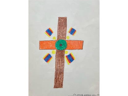 Johann Garber, Wiener Neustadt 1947 born, A cross: Johann Garber Wiener Neustadt 1947 born A cross Oil pastel on paper 39 x 29 cm, with frame 58 x 48 cm Signed, titled and dated 1988